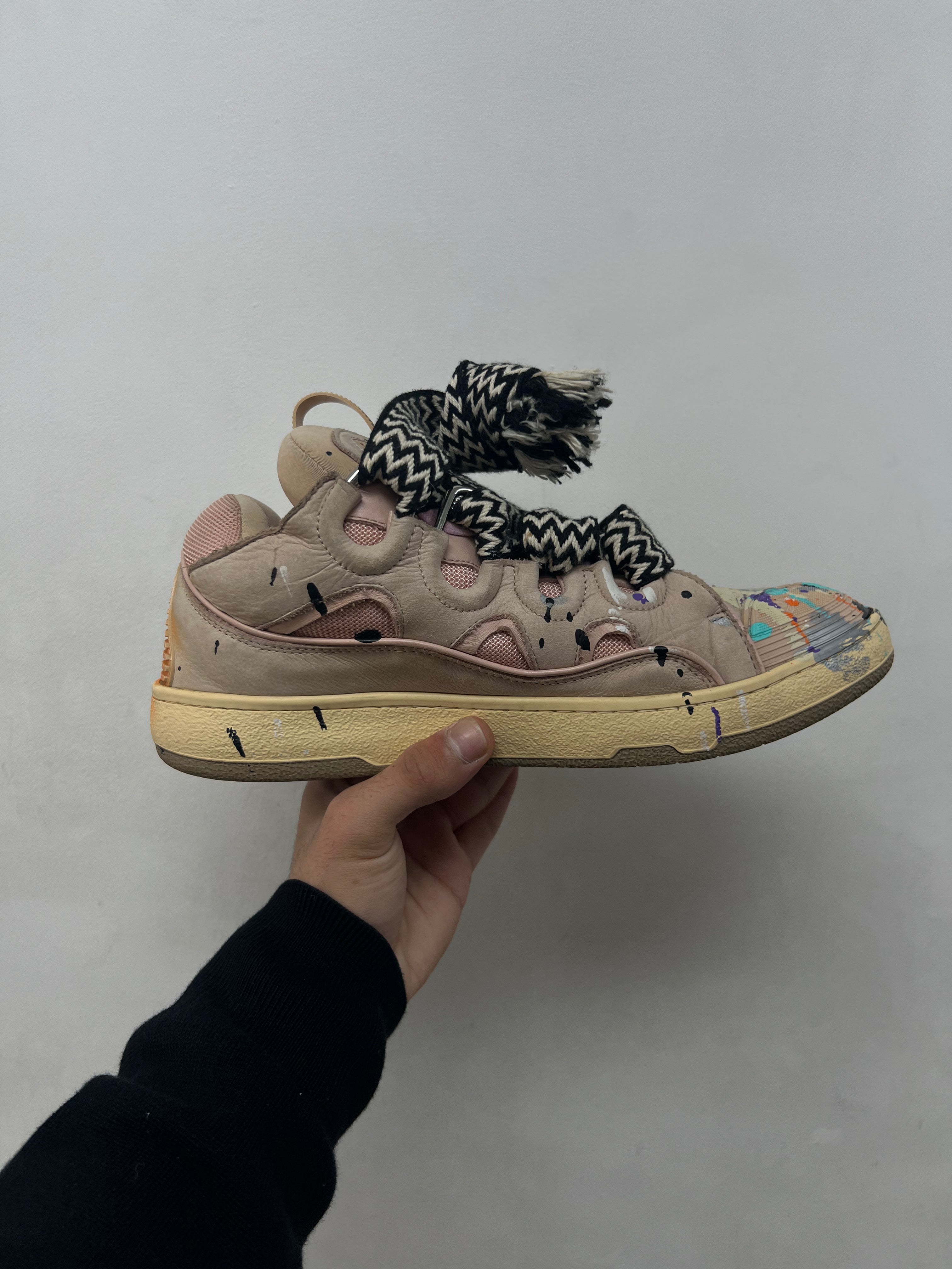 Lanvin Gallery Dept Pink Splatter Curb Sneakers