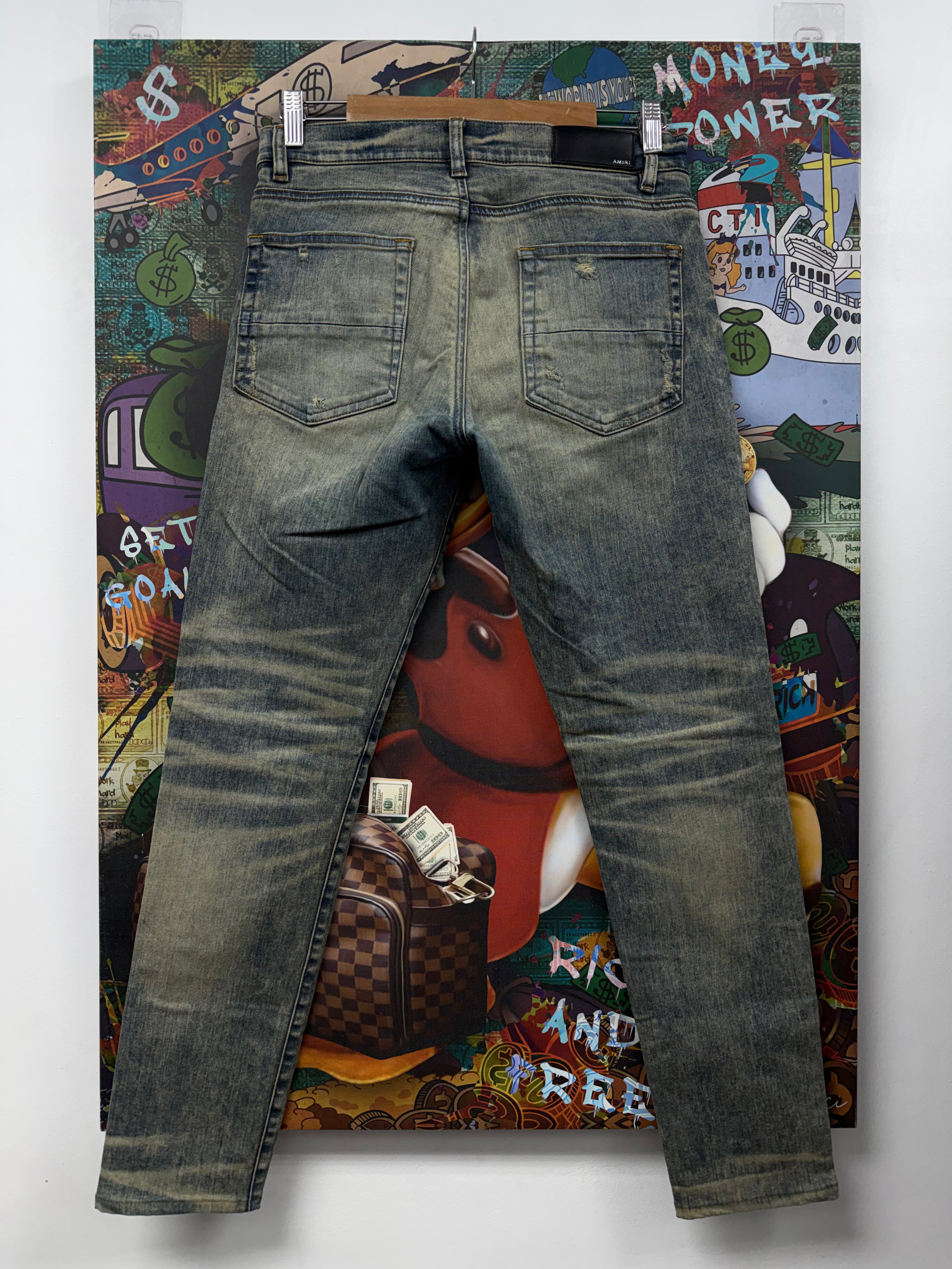 Amiri Aged Wash Stacked (Zipper) Jeans