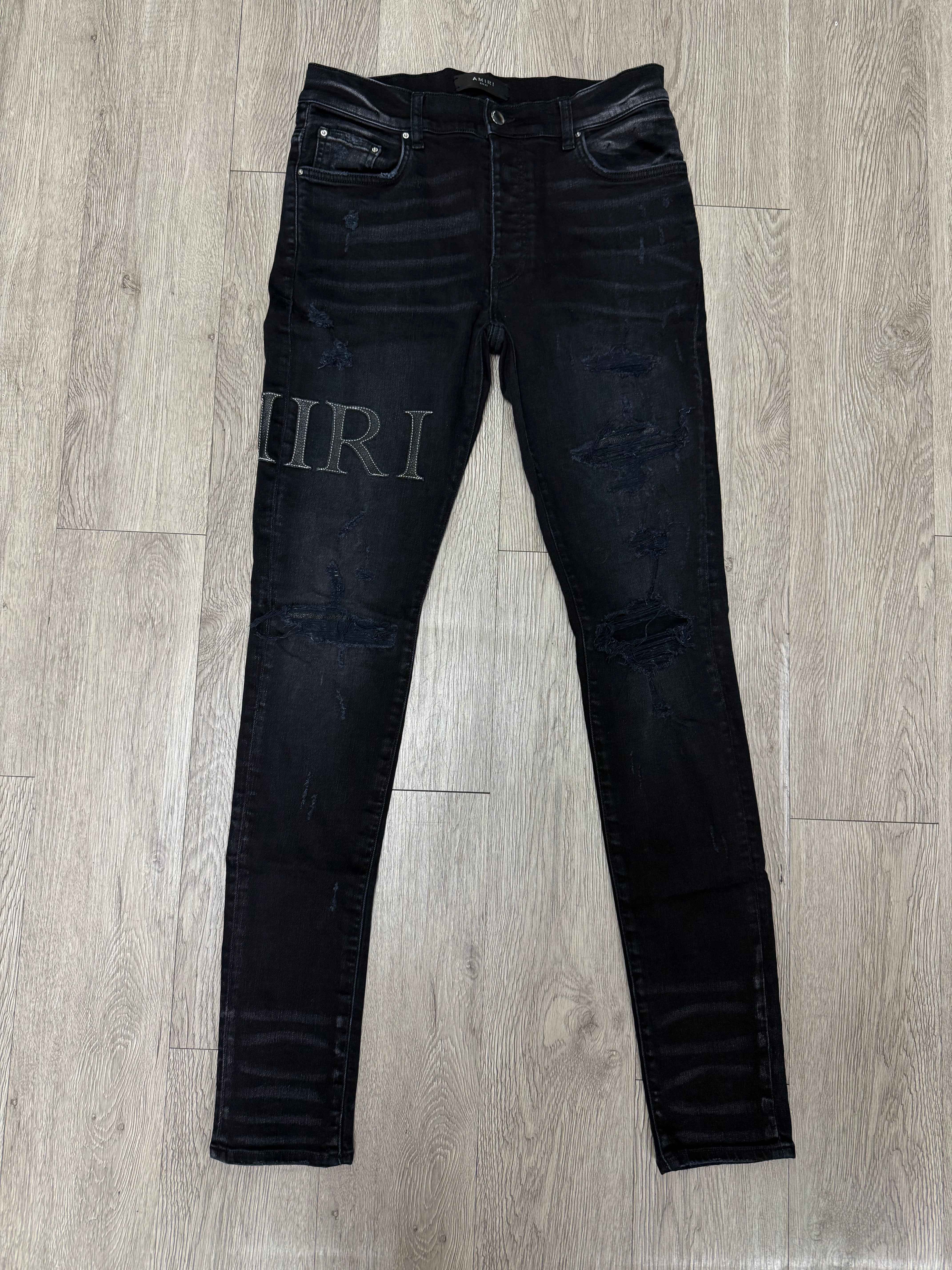 Amiri Black Serrif Side Logo Jeans