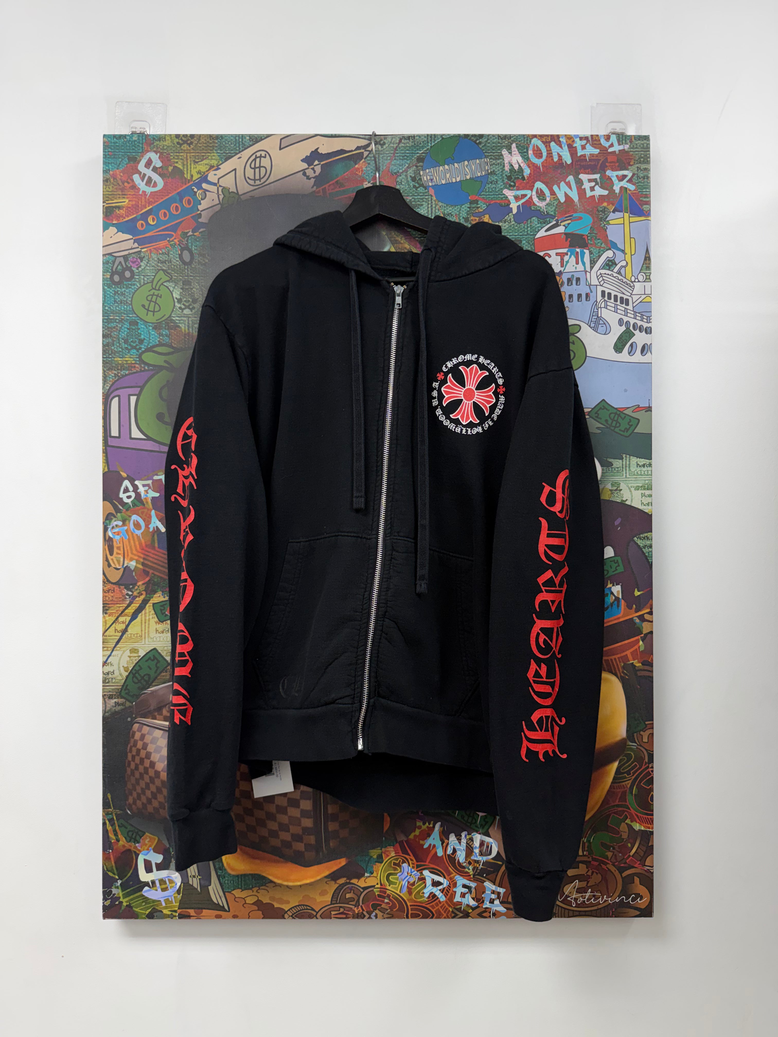 Chrome  Hearts Black Red Plus Zip Up Hoodie