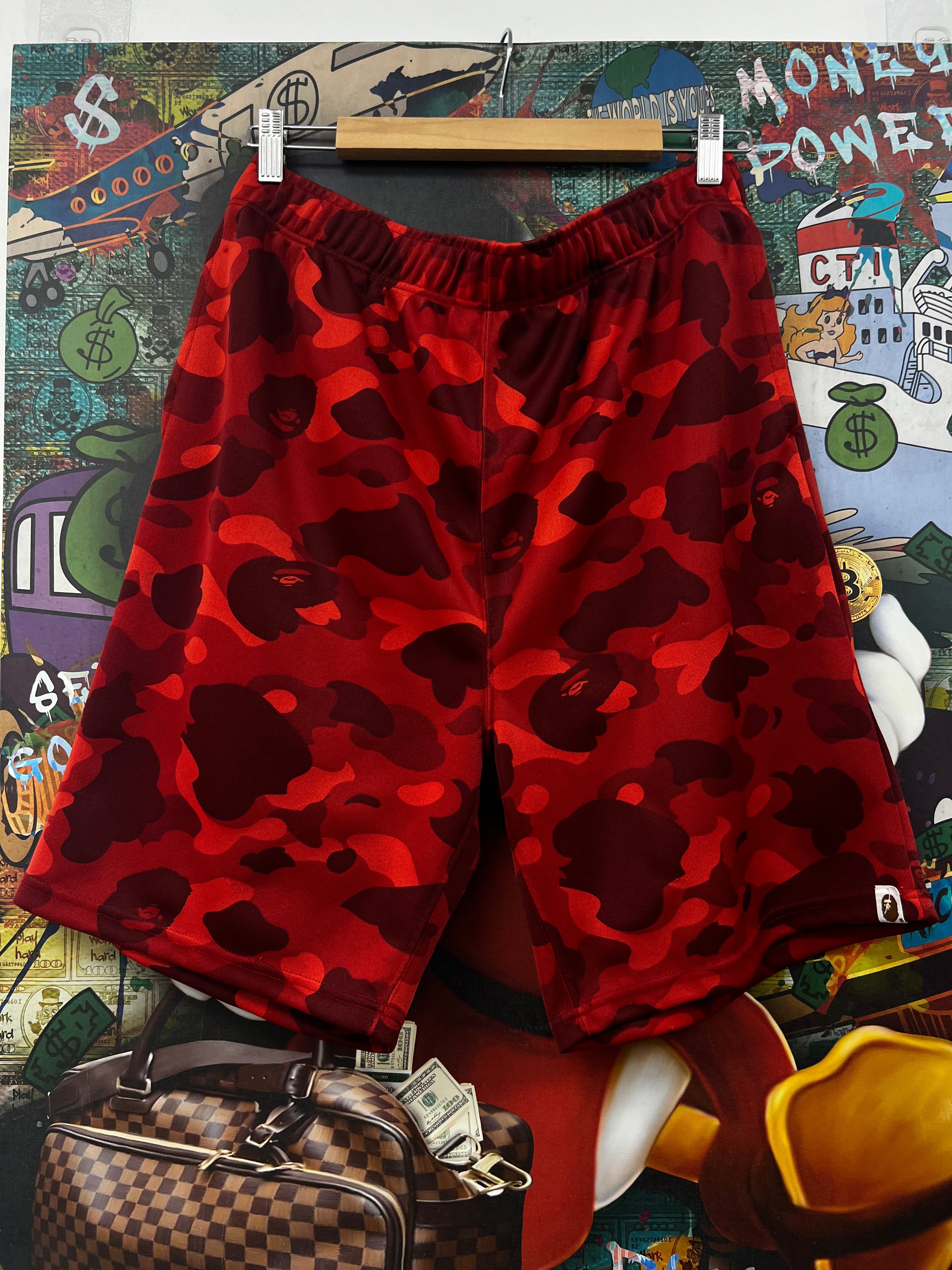 BAPE Red Camo Nylon Shorts