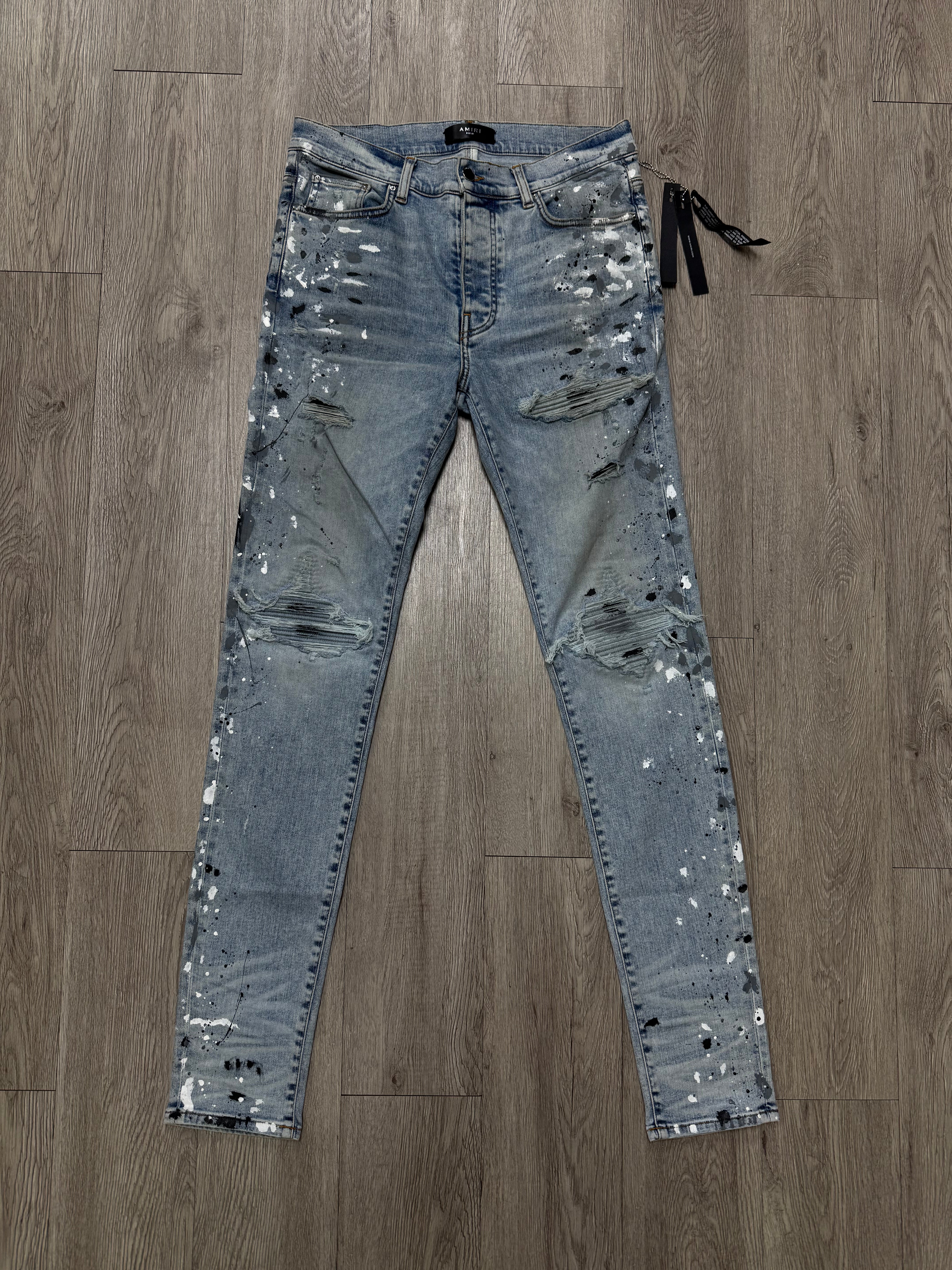 Amiri MX1 Denim Paint Splatter Patch Jeans