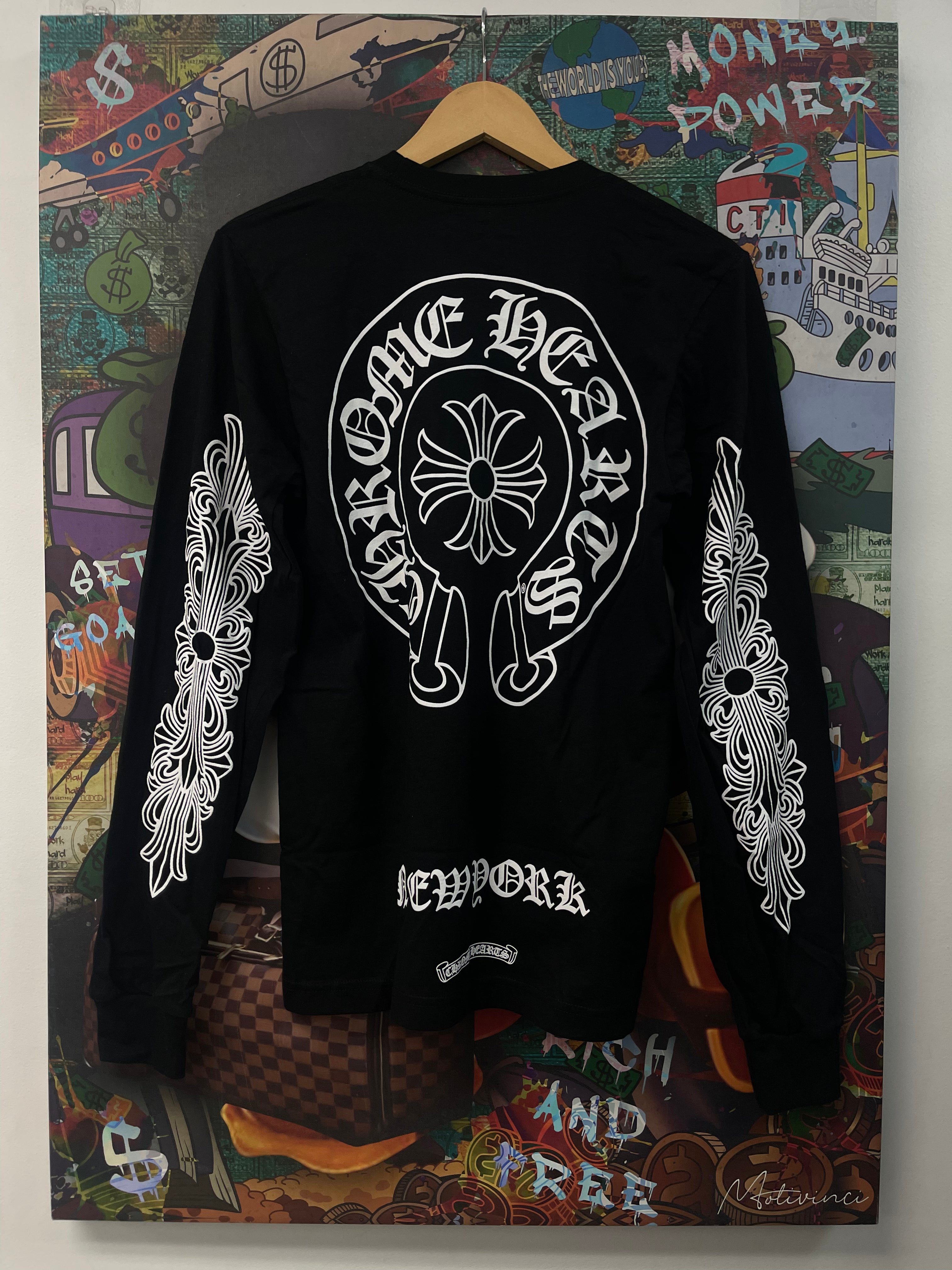Chrome Hearts Black New York Floral Horseshoe Long Sleeve