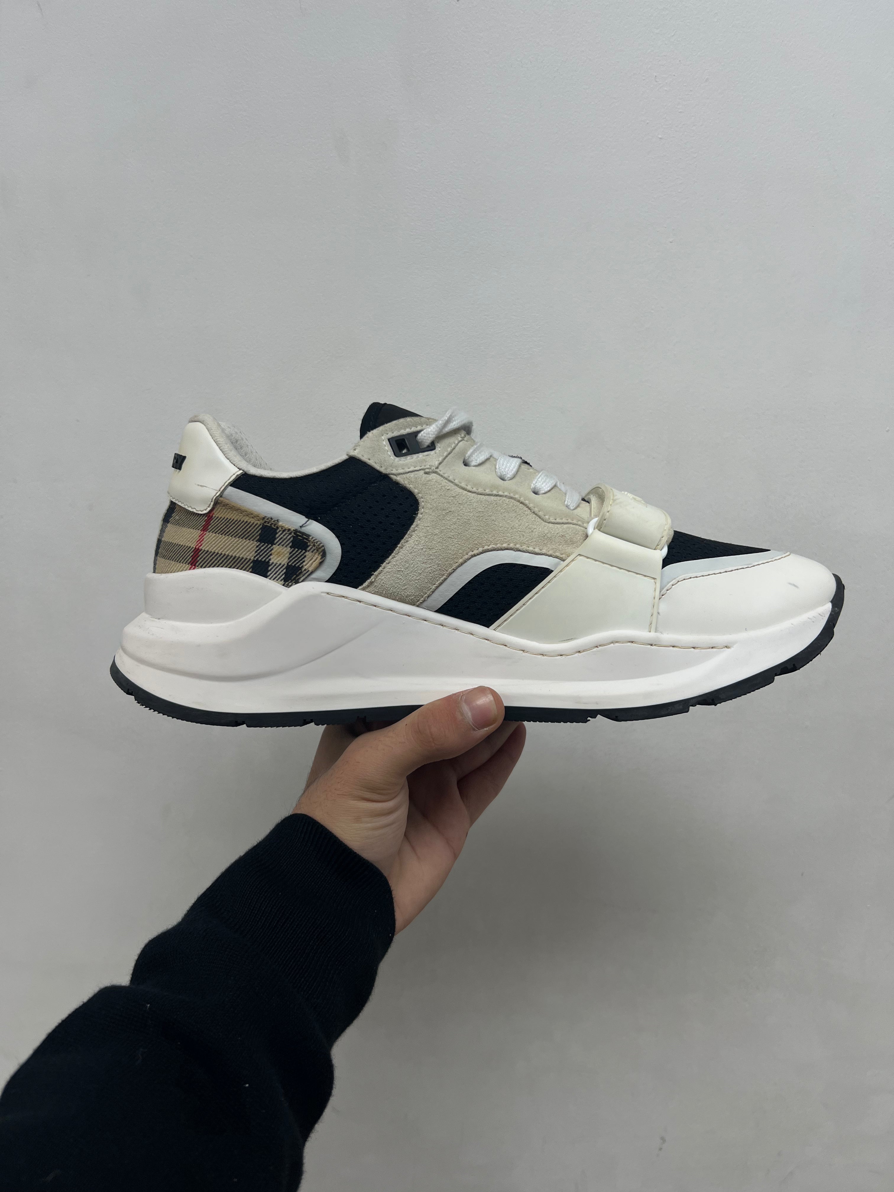 Burberry White Black Strap Sneakers