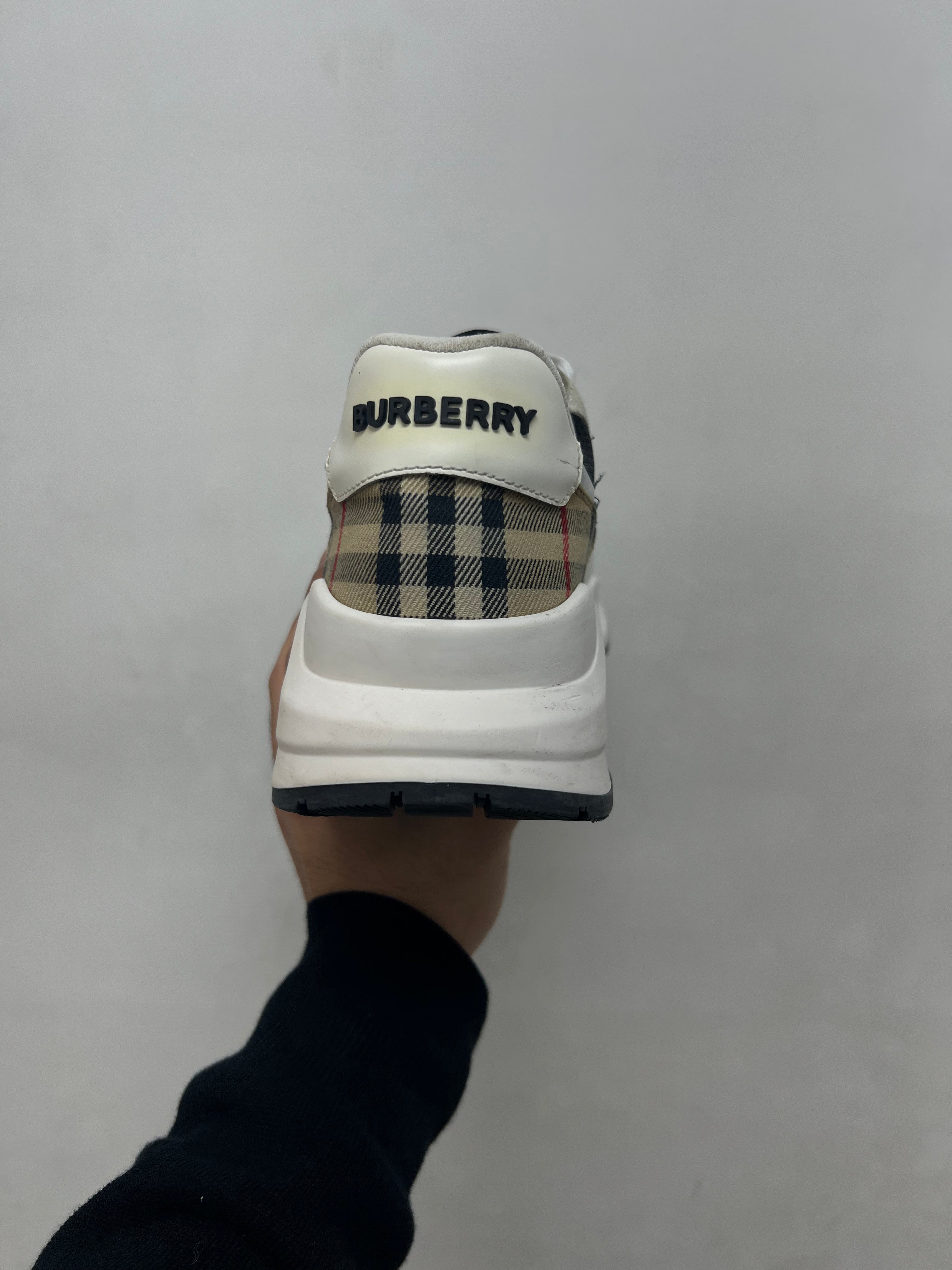 Burberry White Black Strap Sneakers