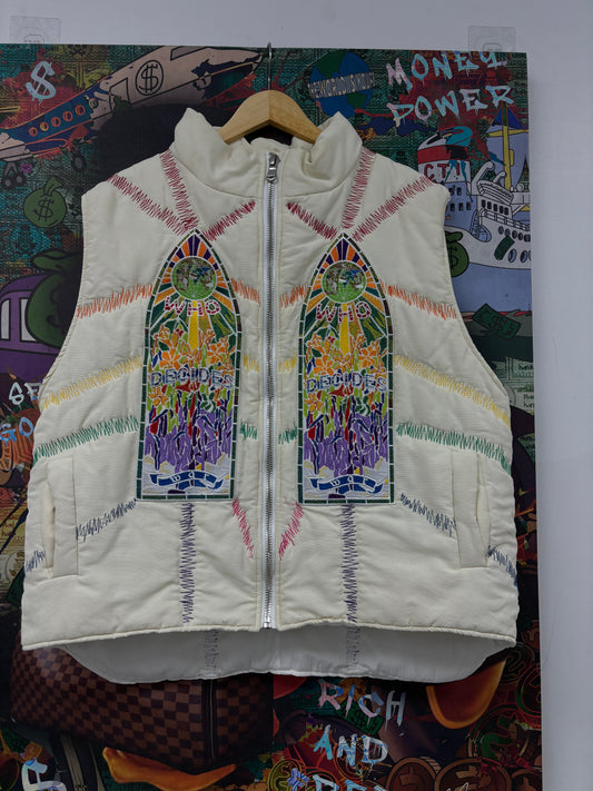 WDW Stained Glass Patch Vest White Multi Used XL N/A