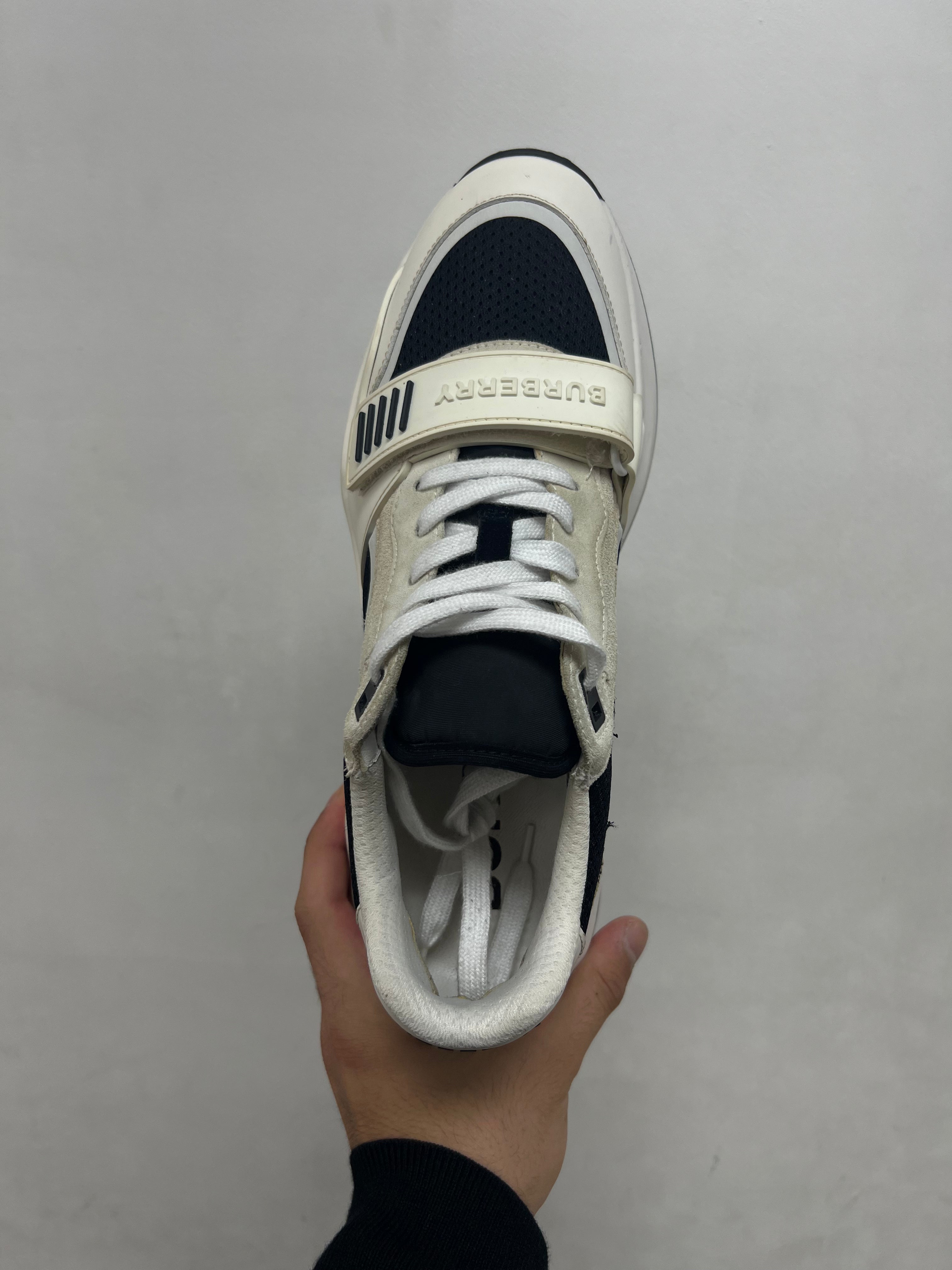 Burberry White Black Strap Sneakers