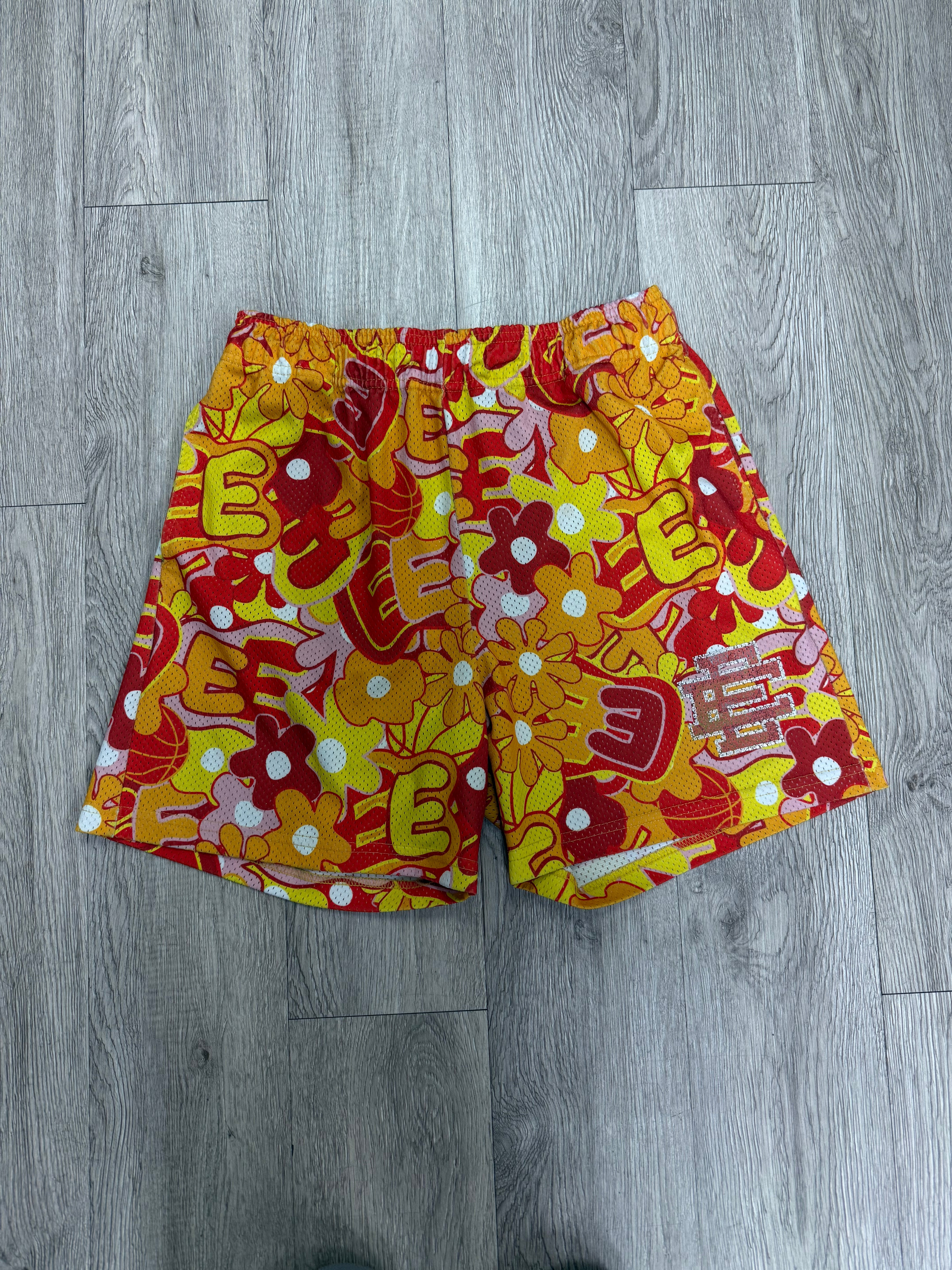 Eric Emanuel Red Yellow Bubbly Floral Shorts