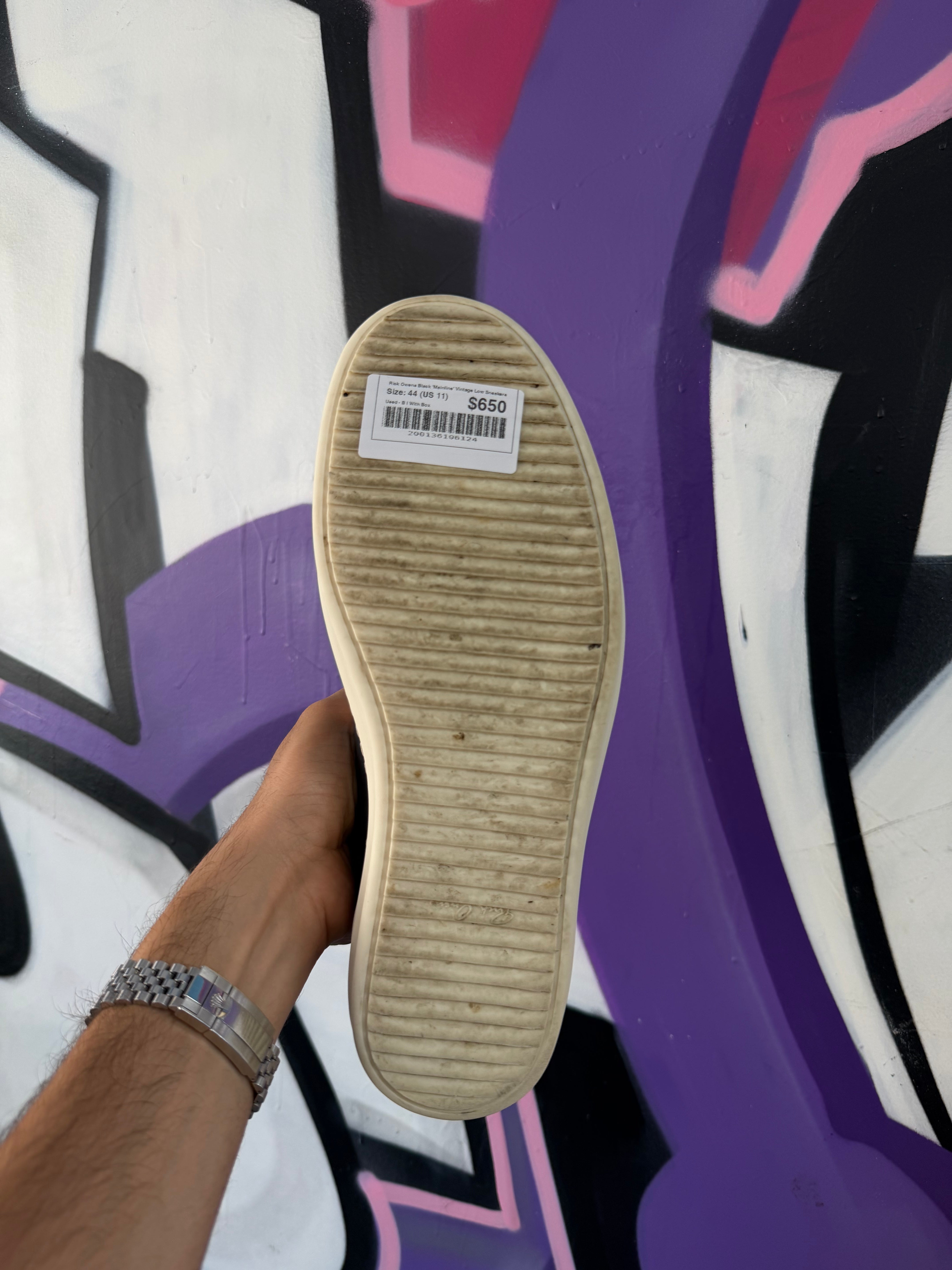 Rick Owens Black 'Mainline' Vintage Low Sneakers