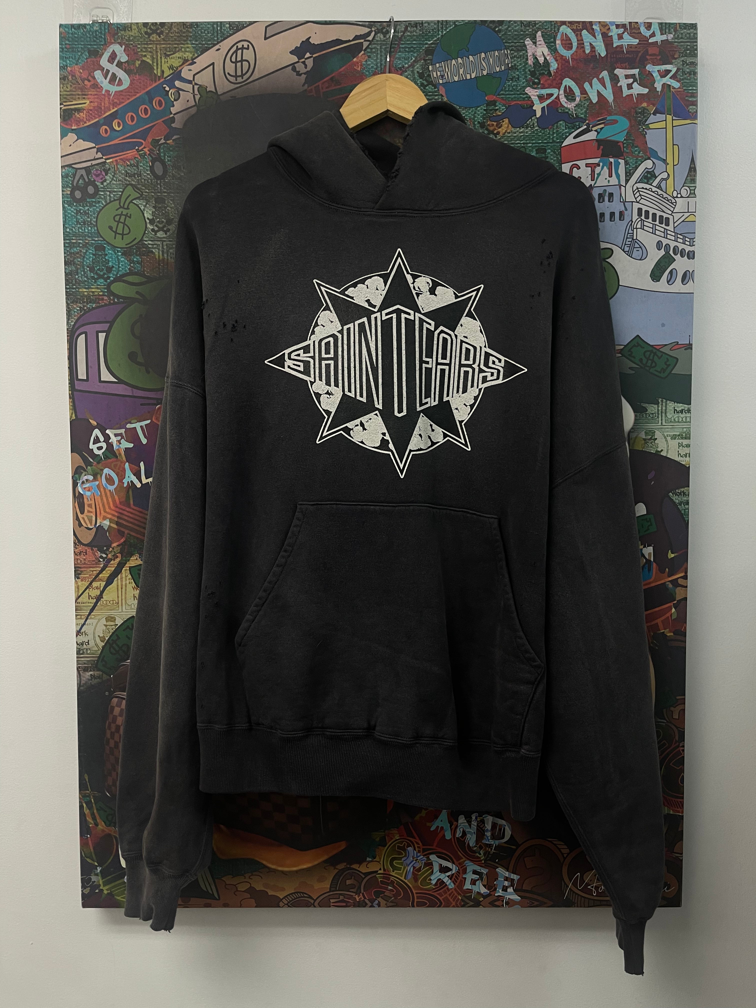 Saint Michael Black Washed Saint Tears Hoodie