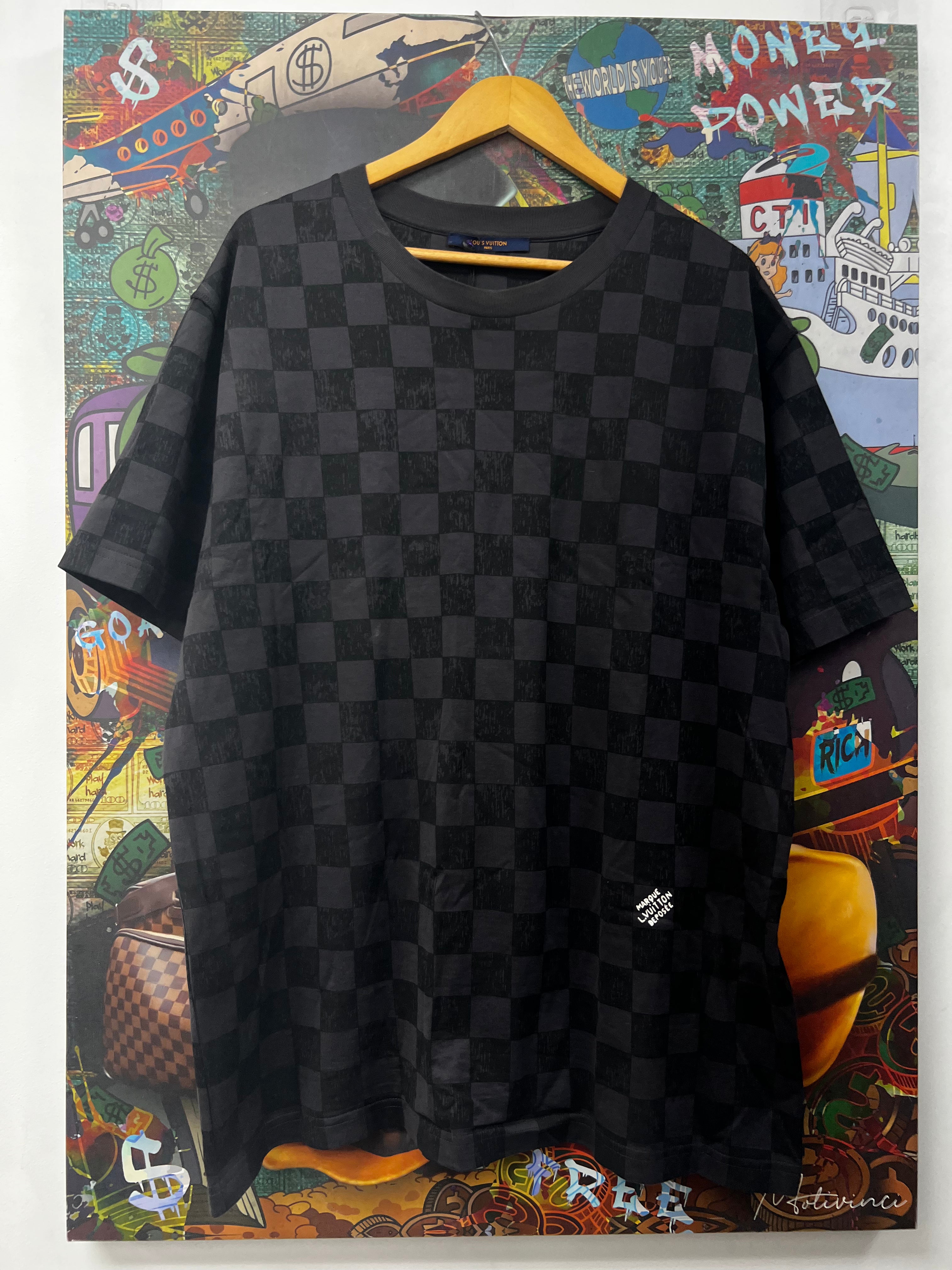 Louis Vuitton Black Grey Damier Marque (4L) Tee