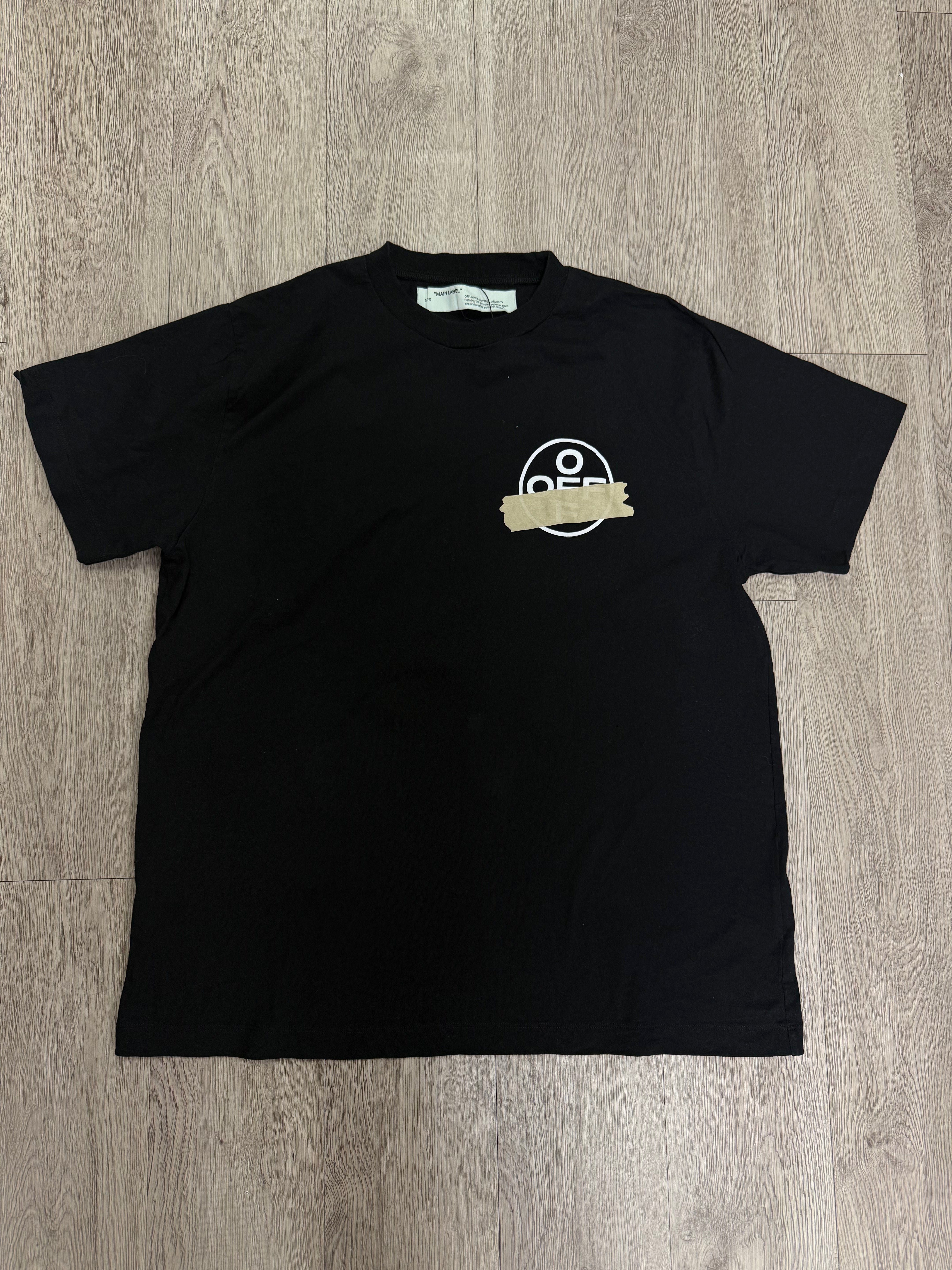 Off White Black Beige Tape Tee