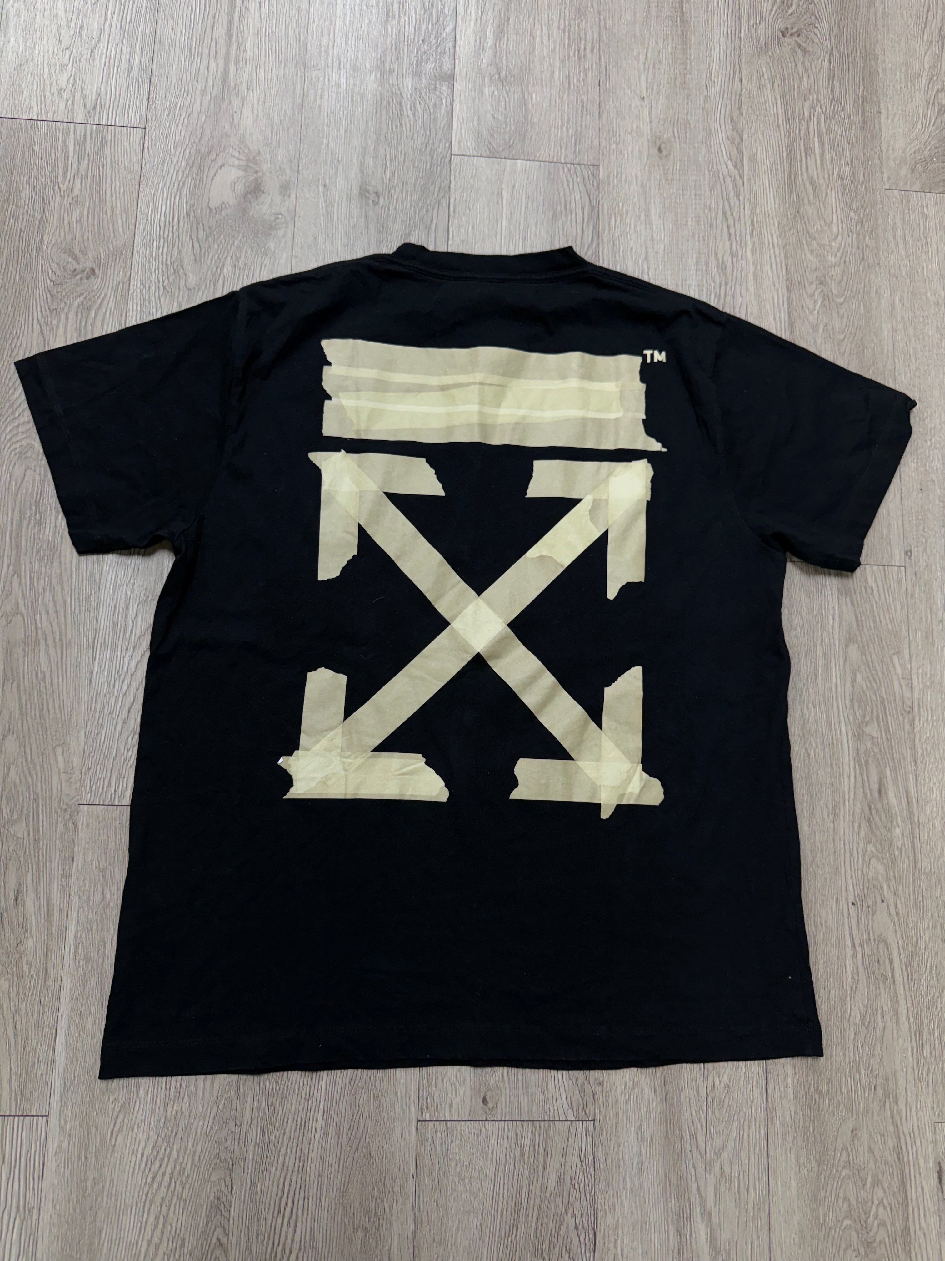 Off White Black Beige Tape Tee