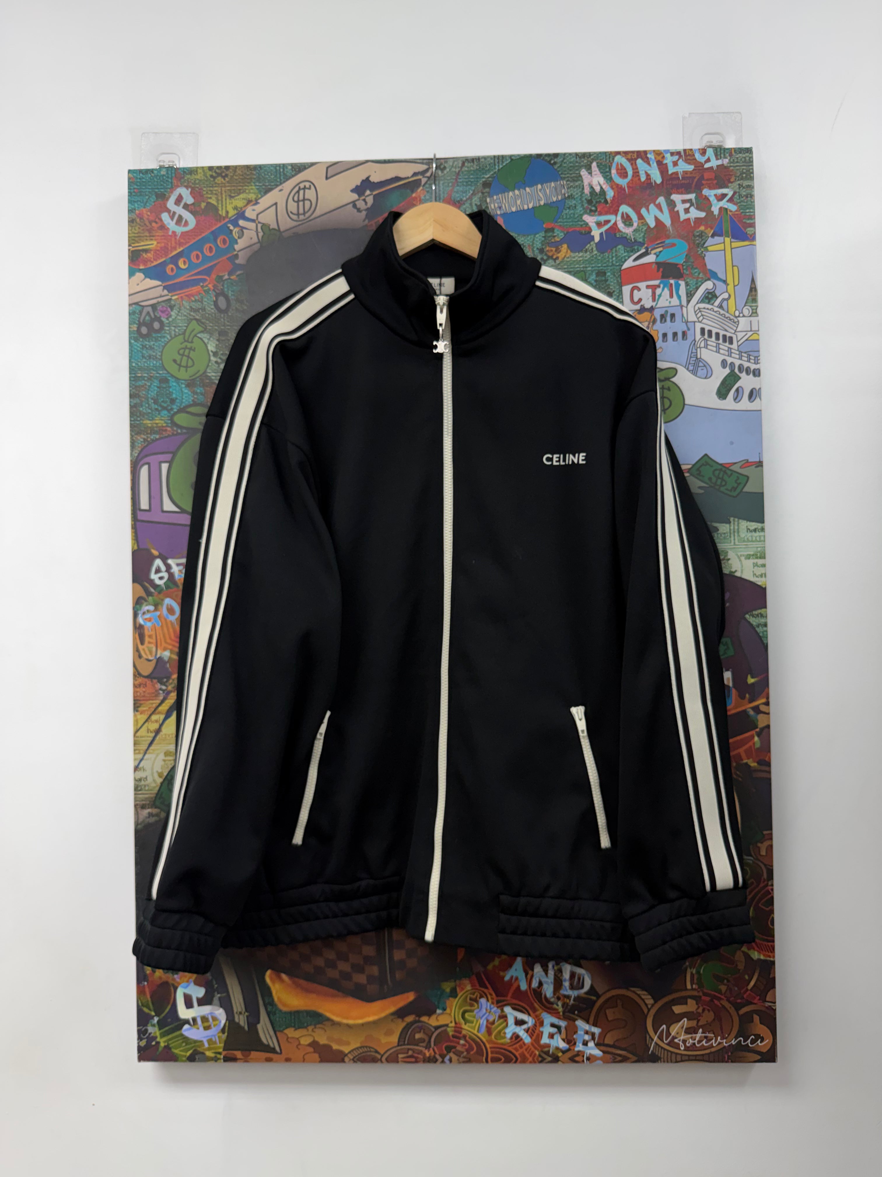 Celine Black Cream Striped Track Jacket