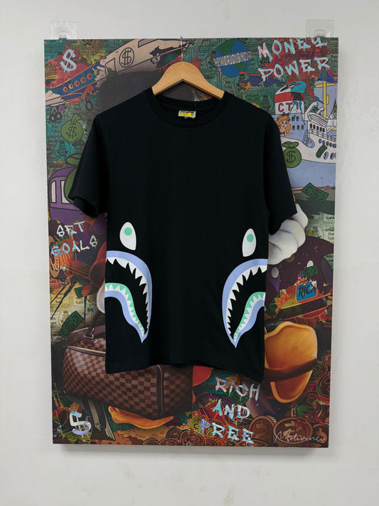 BAPE Dual Shark Tee Black Like New Small
