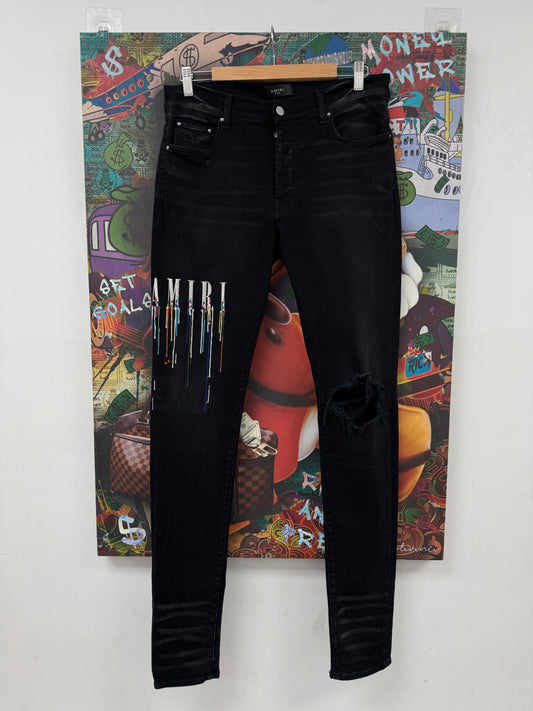 Amiri Jeans Black Paint Drip Used 32
