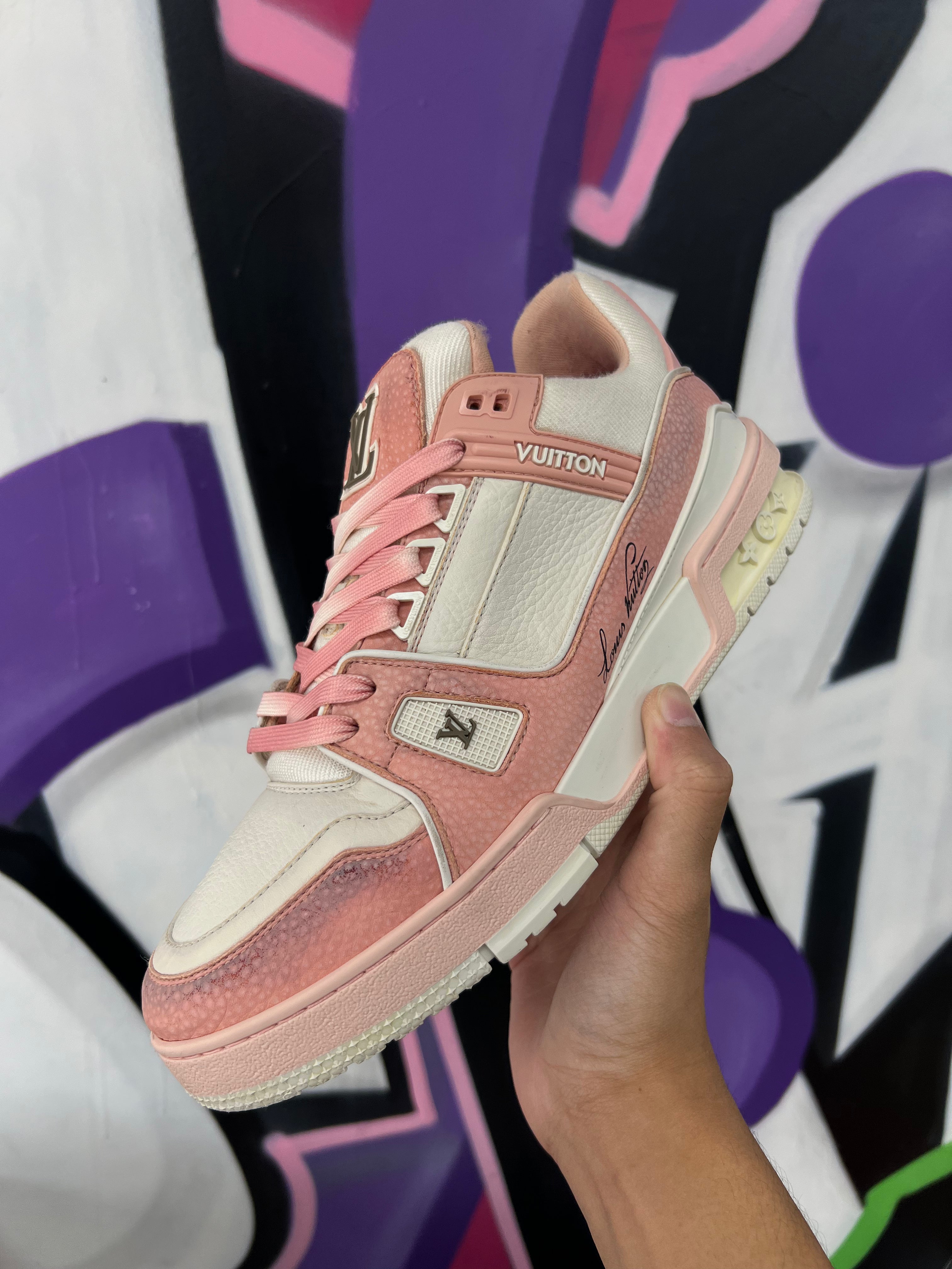 Louis Vuitton Salmon Pink Trainer Sneakers