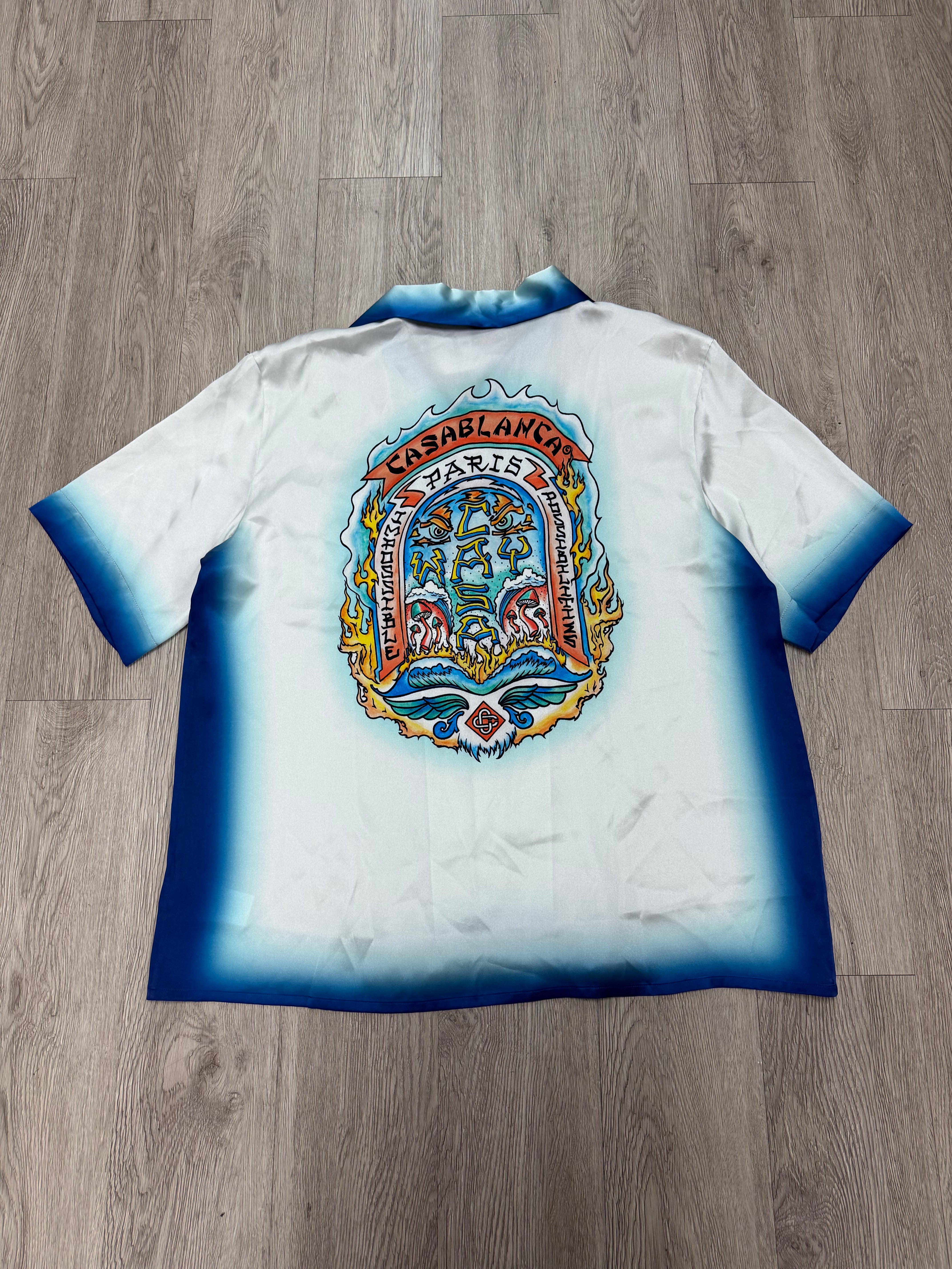 Casablanca Silk Skate Cuban Collar Button Up