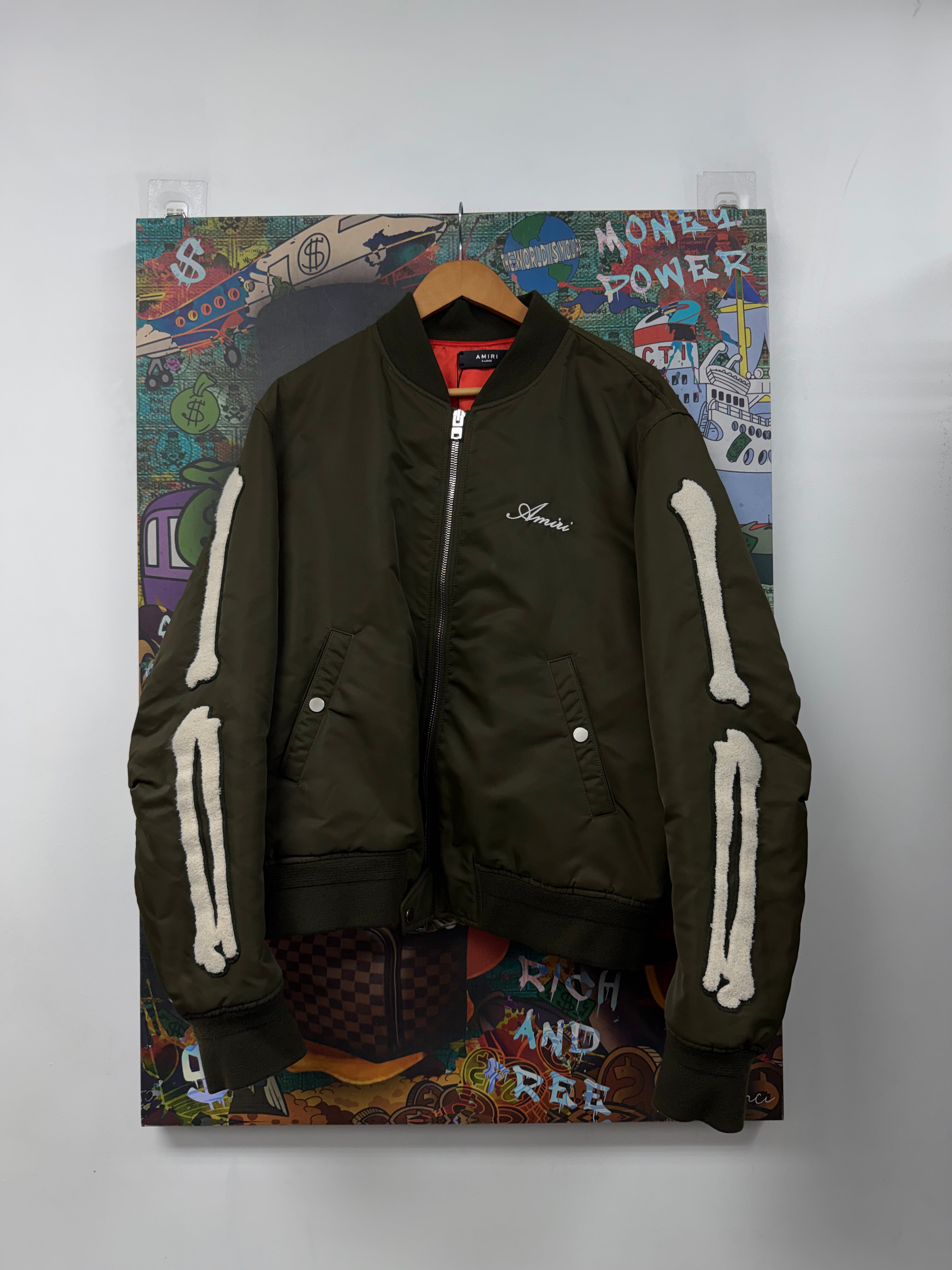 Amiri Olive Nylon Varsity Jacket