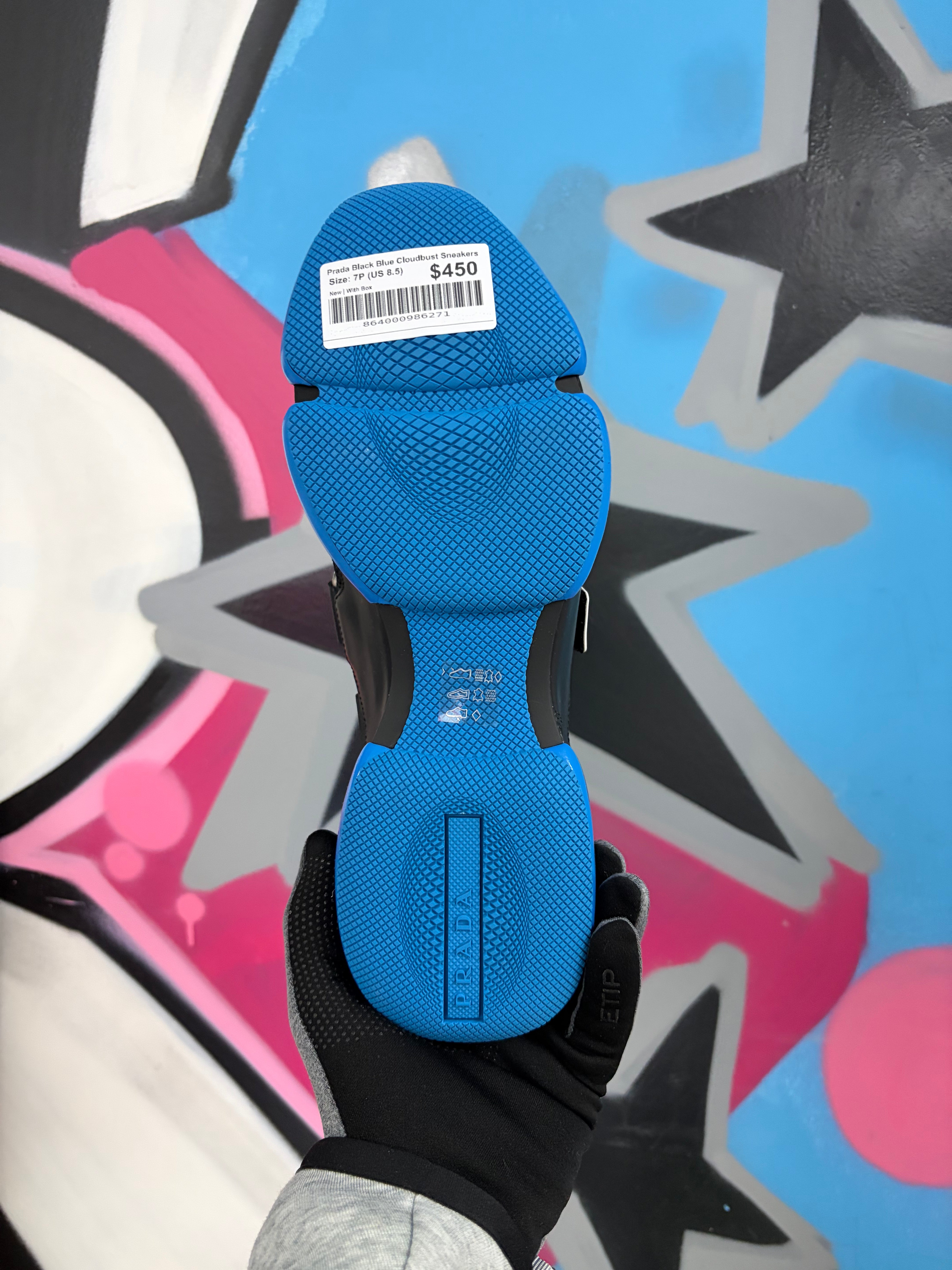 Prada Black Blue Cloudbust Sneakers