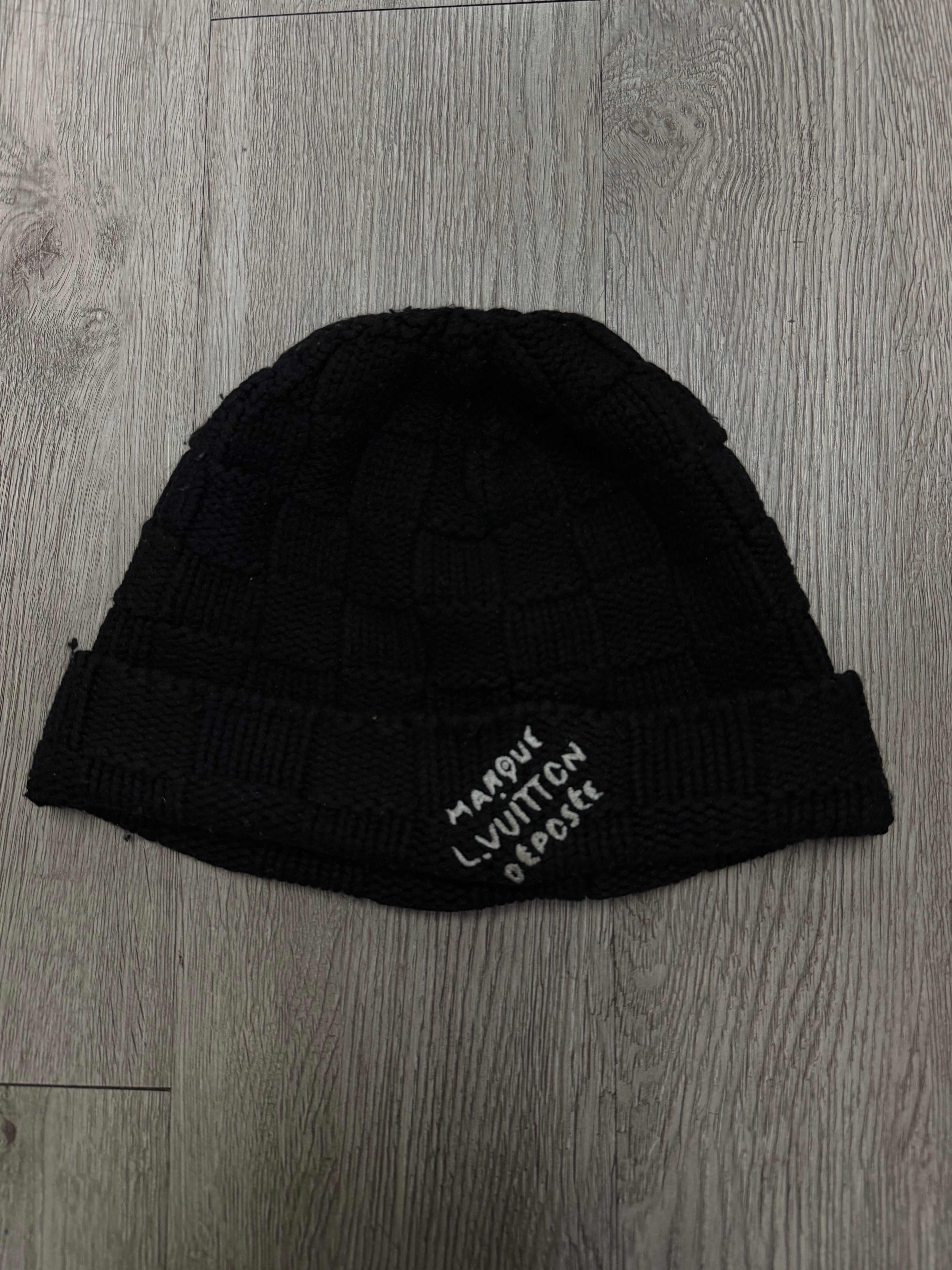 Louis Vuitton Black Damier Knit Beanie