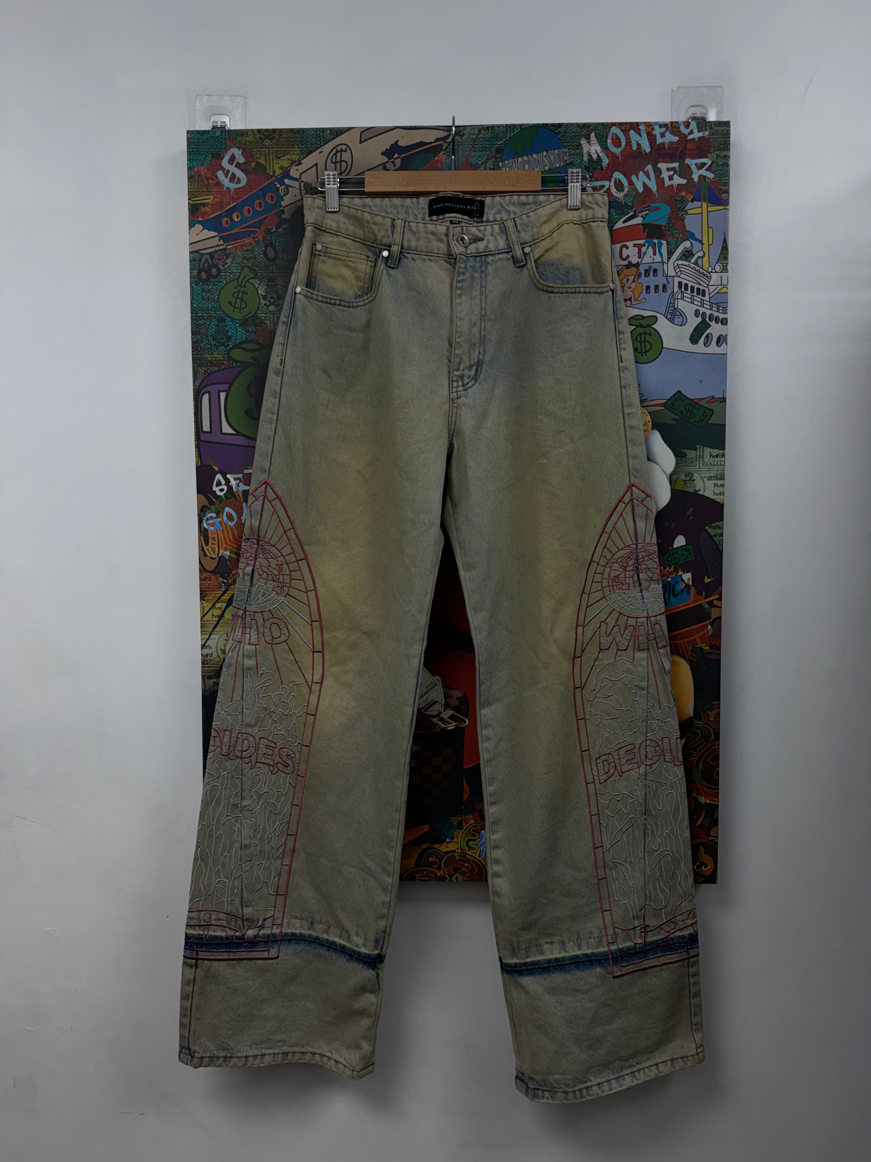 Who Decides War Extended Hem Embroidered Jeans