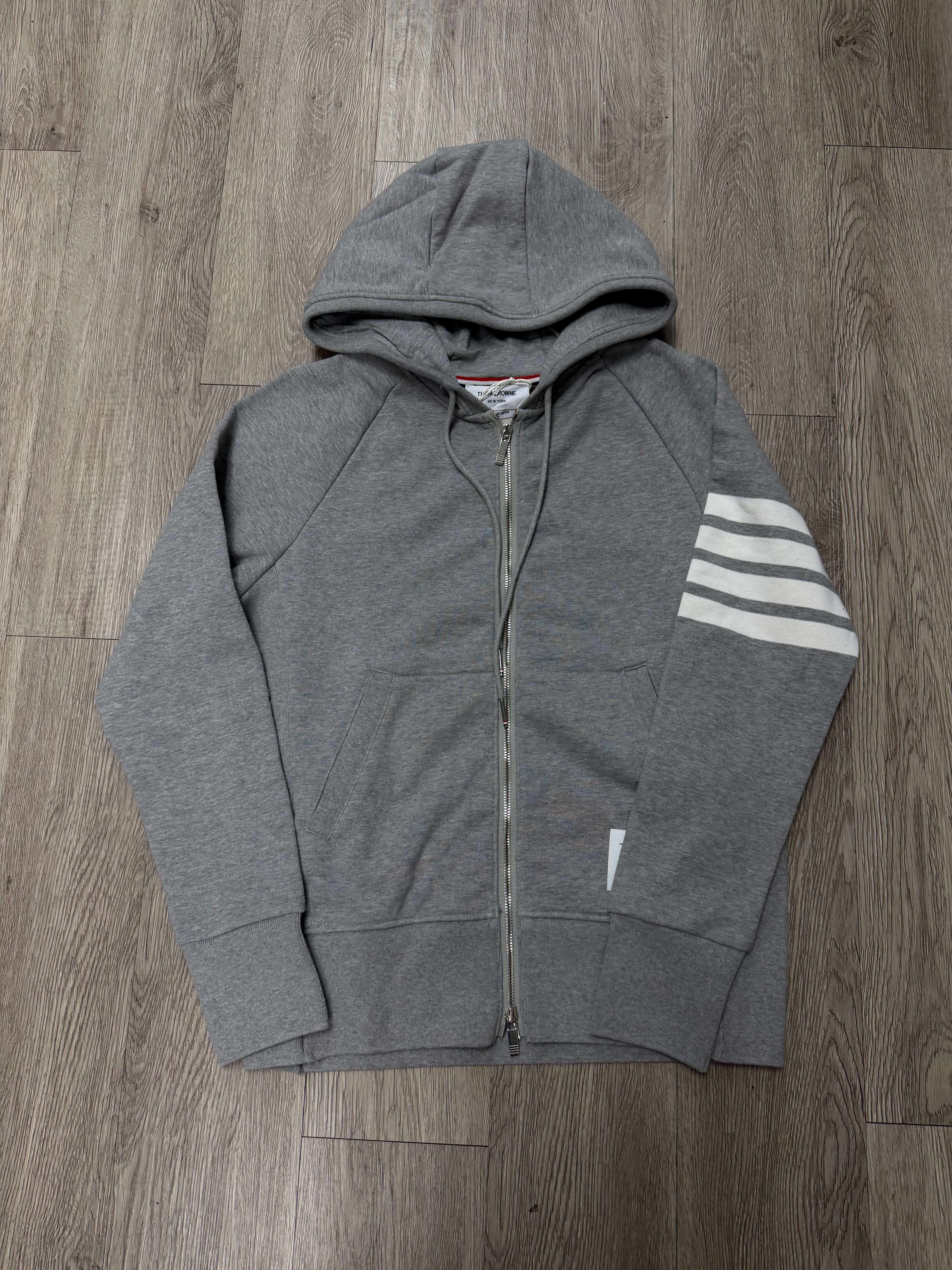 Thom Browne Light Grey White Bar (1) Hoodie