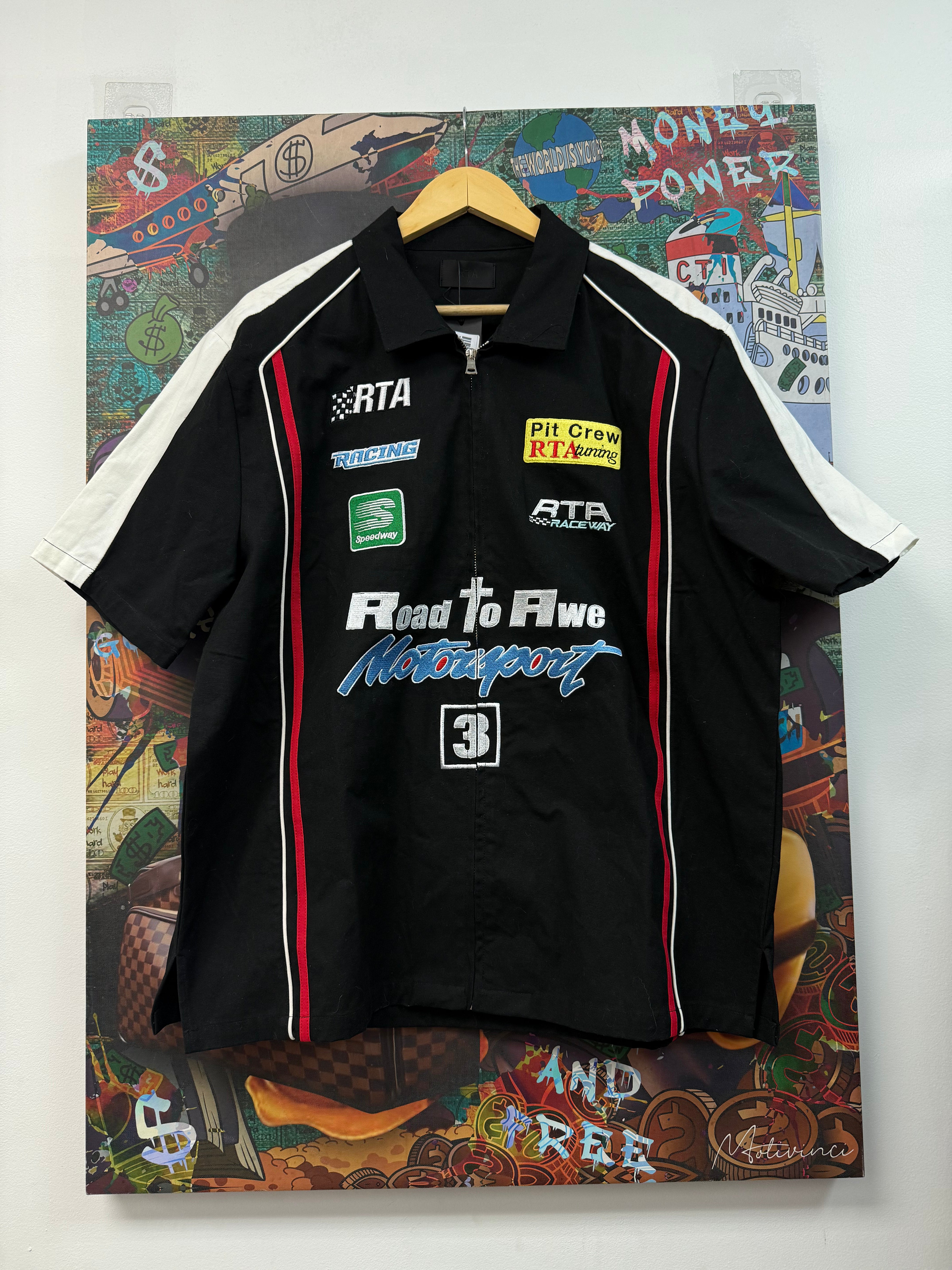 RTA Black Zip Up Racing Zip Up Tee