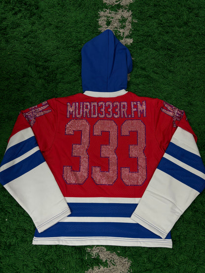 Murd333r.FM Hockey Jersey Red Blue Small New