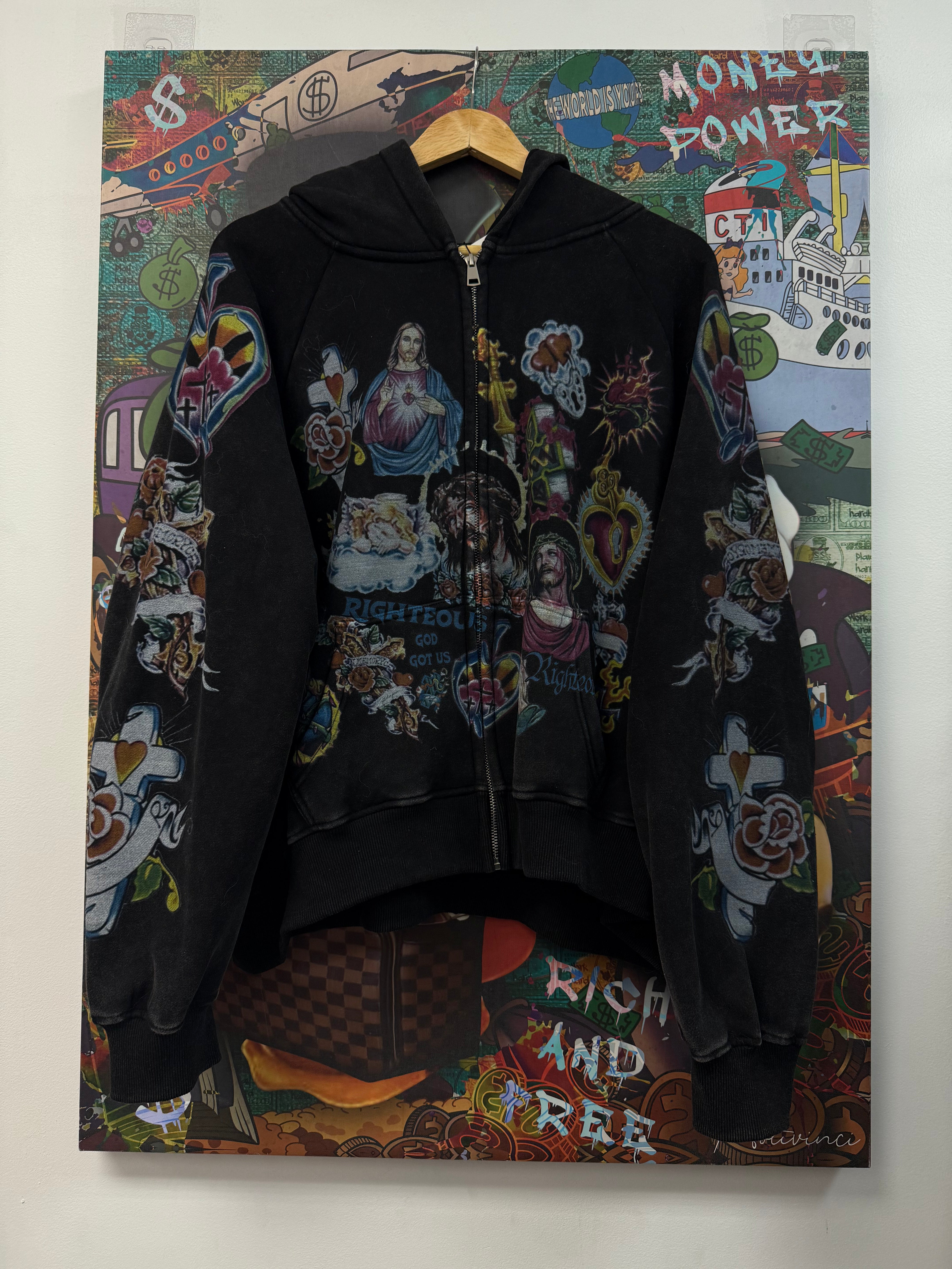We Are Righteous Black Risen Zip Up Hoodie