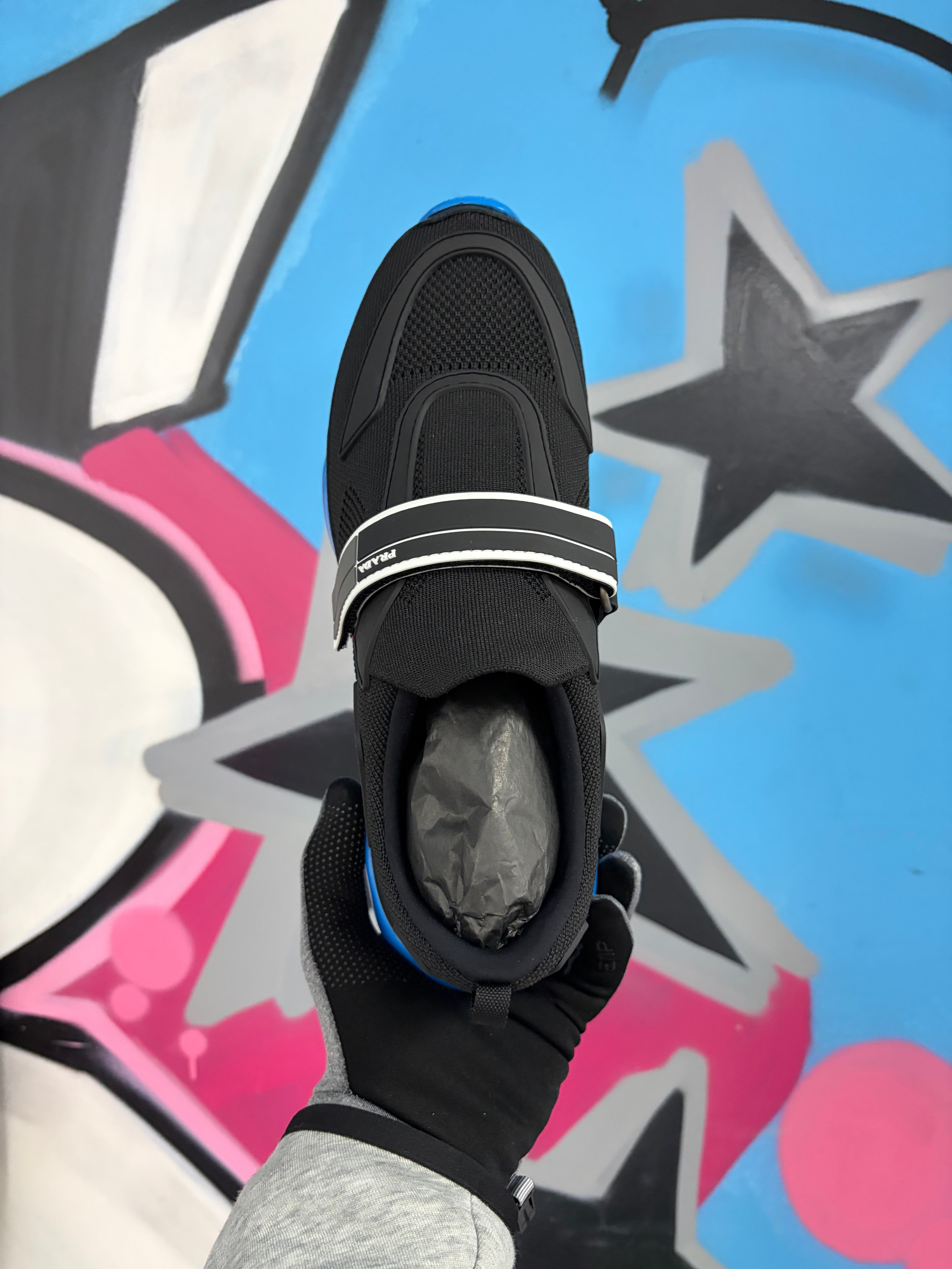 Prada Black Blue Cloudbust Sneakers