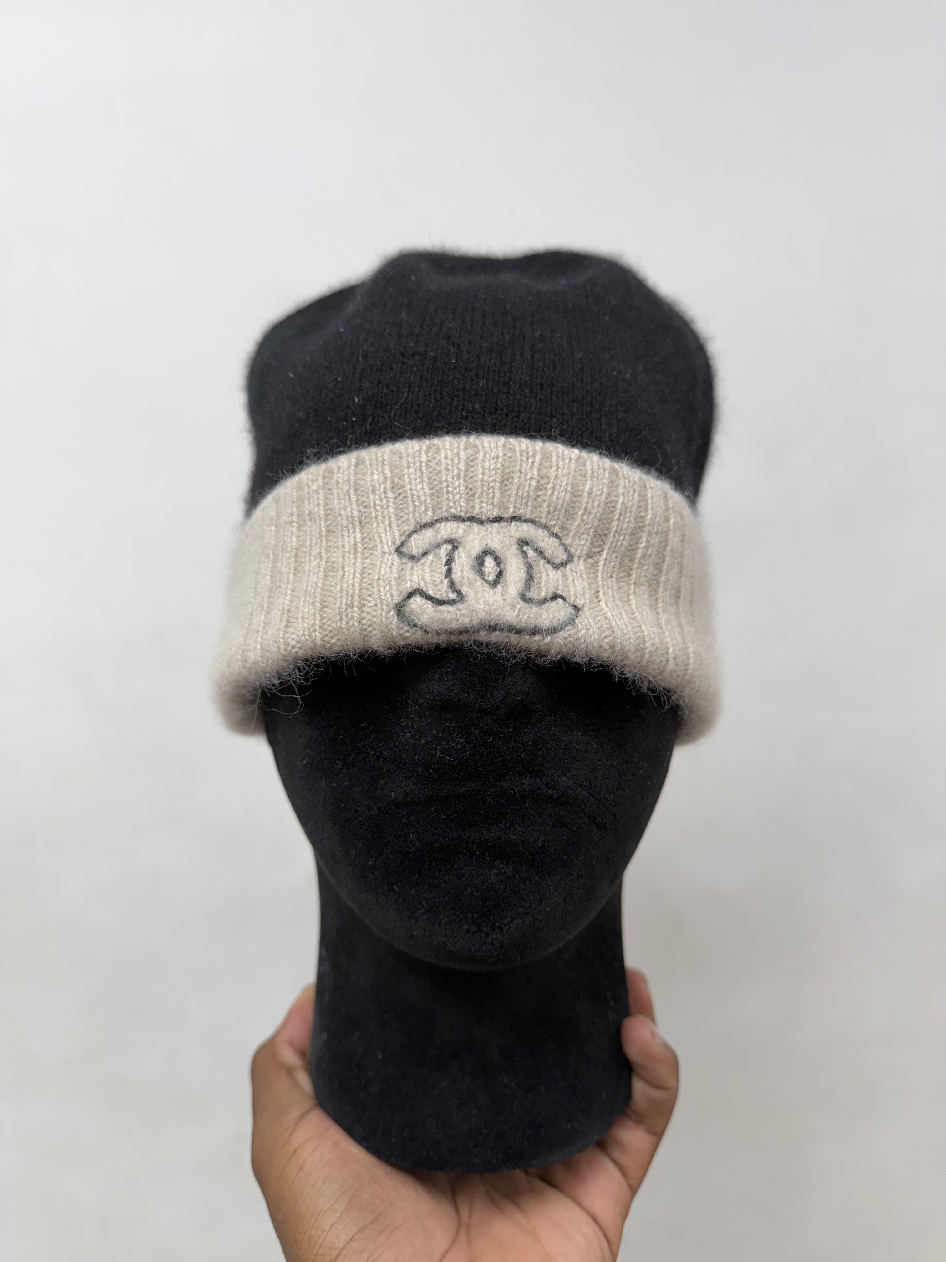 Chanel Black White CC Beanie