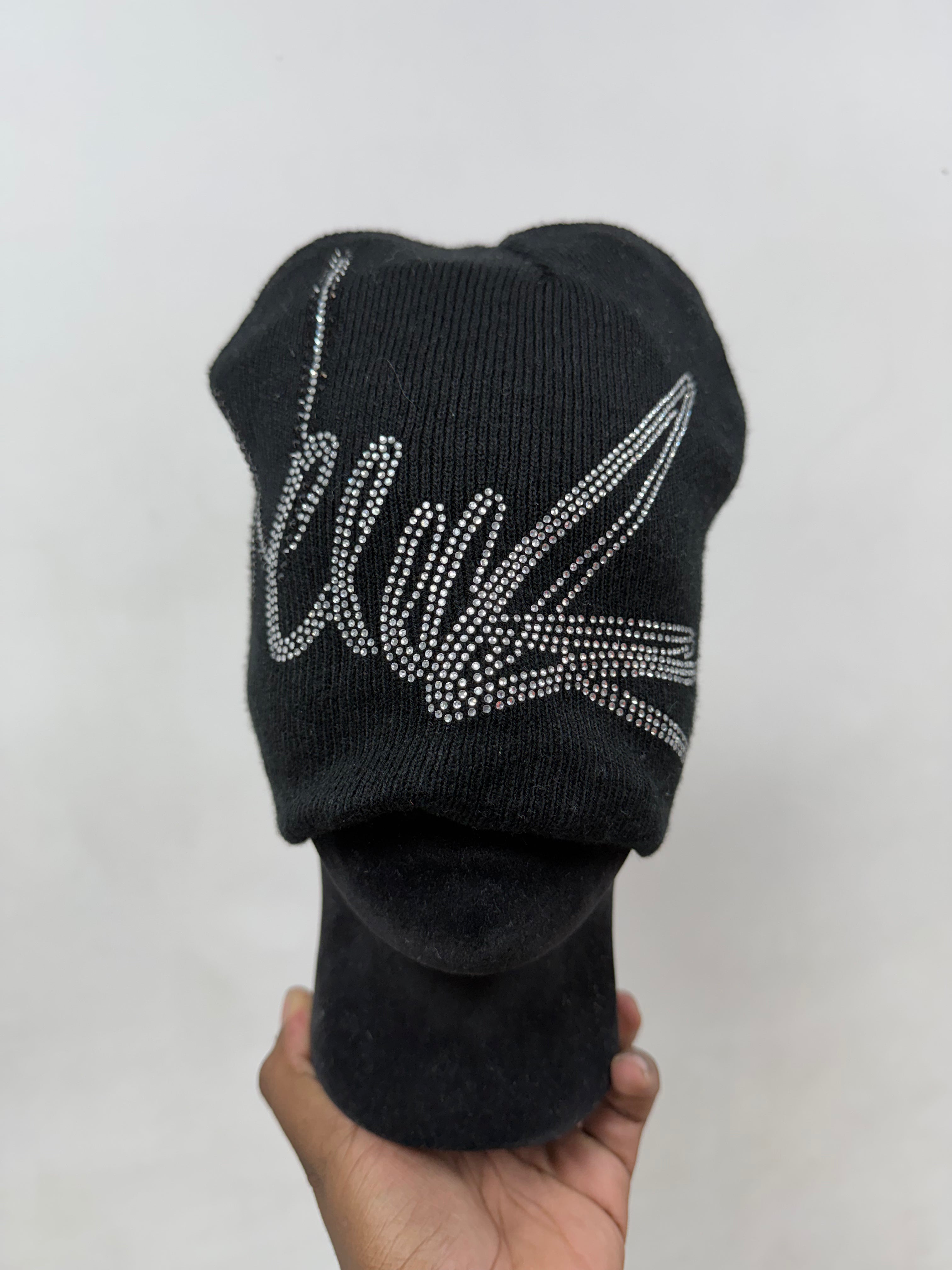 NewYrrk Black Rhinestone Beanie