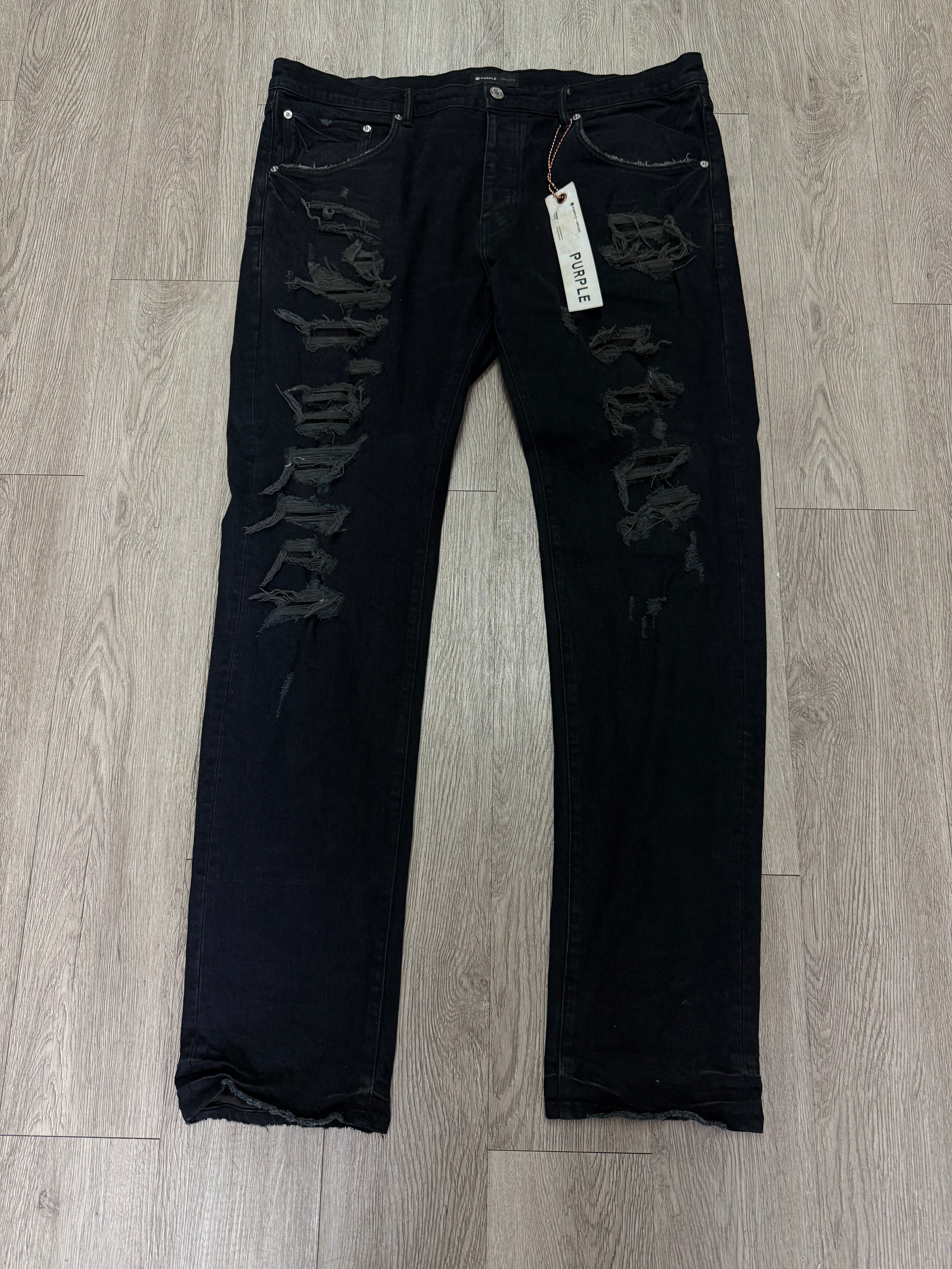 Purple Brand Black Wash Ripped P001 Jeans