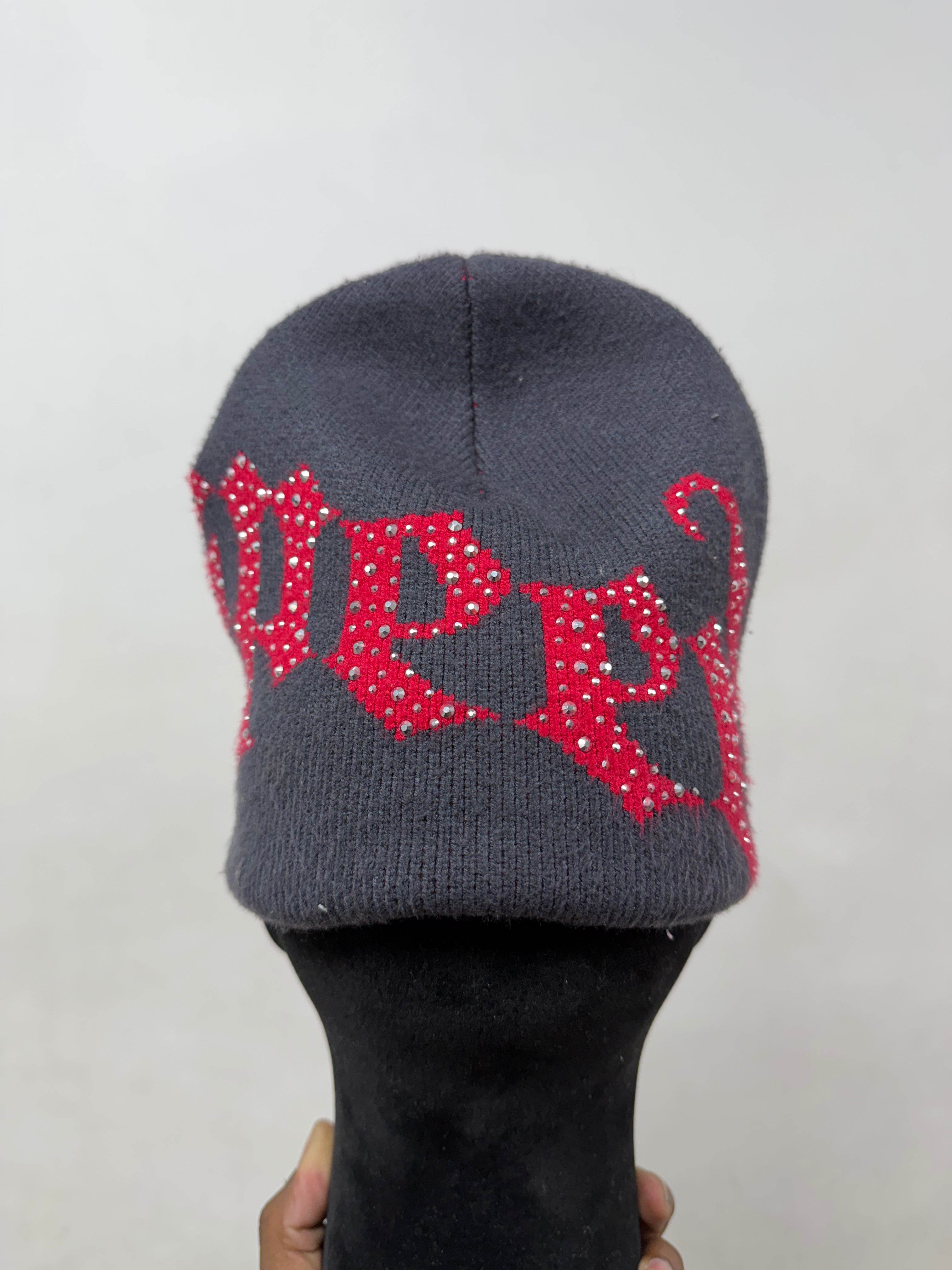 Godspeed Navy Red Rhinestone Beanie