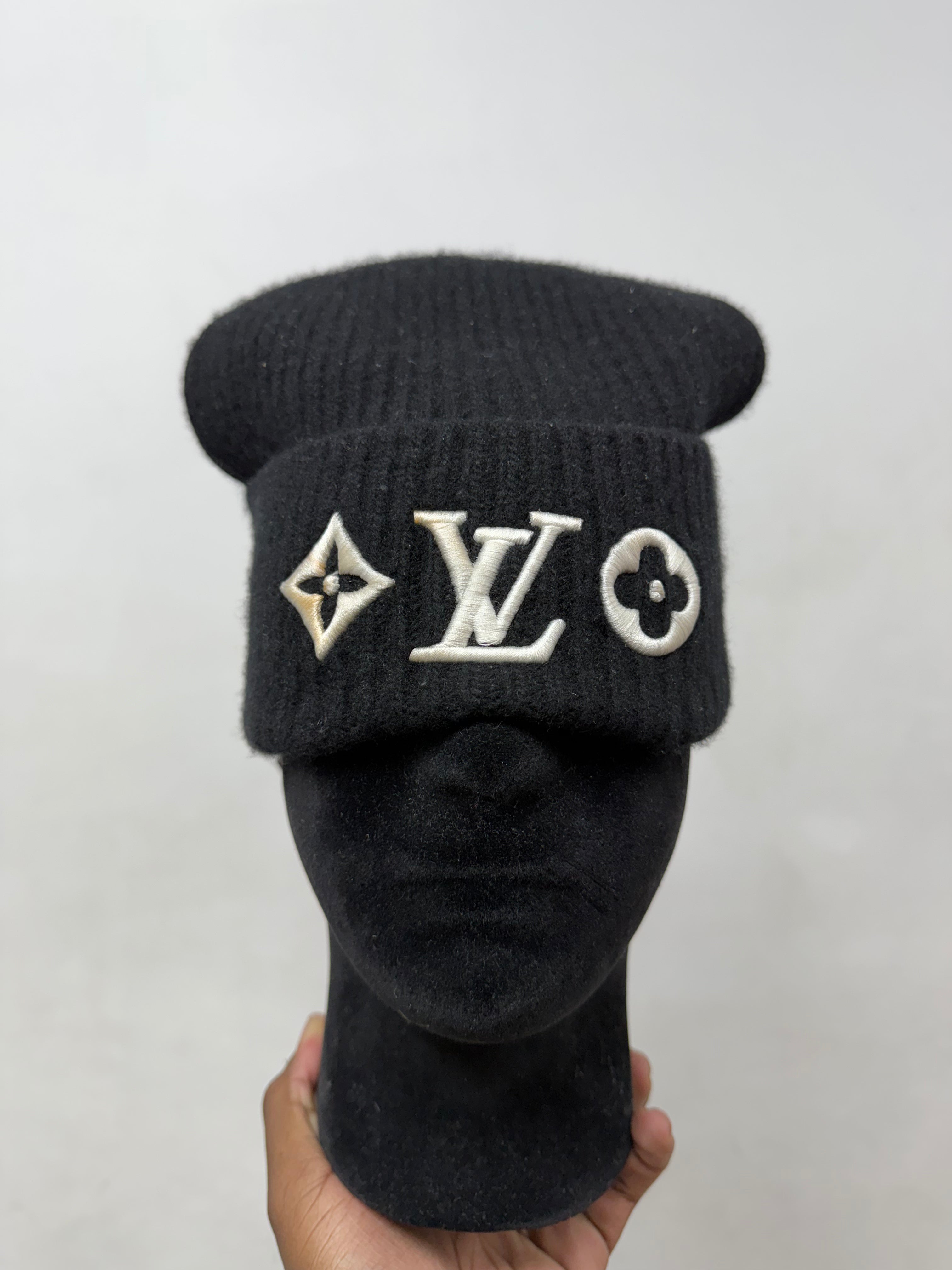 Louis Vuitton Black White Dual Logo Beanie