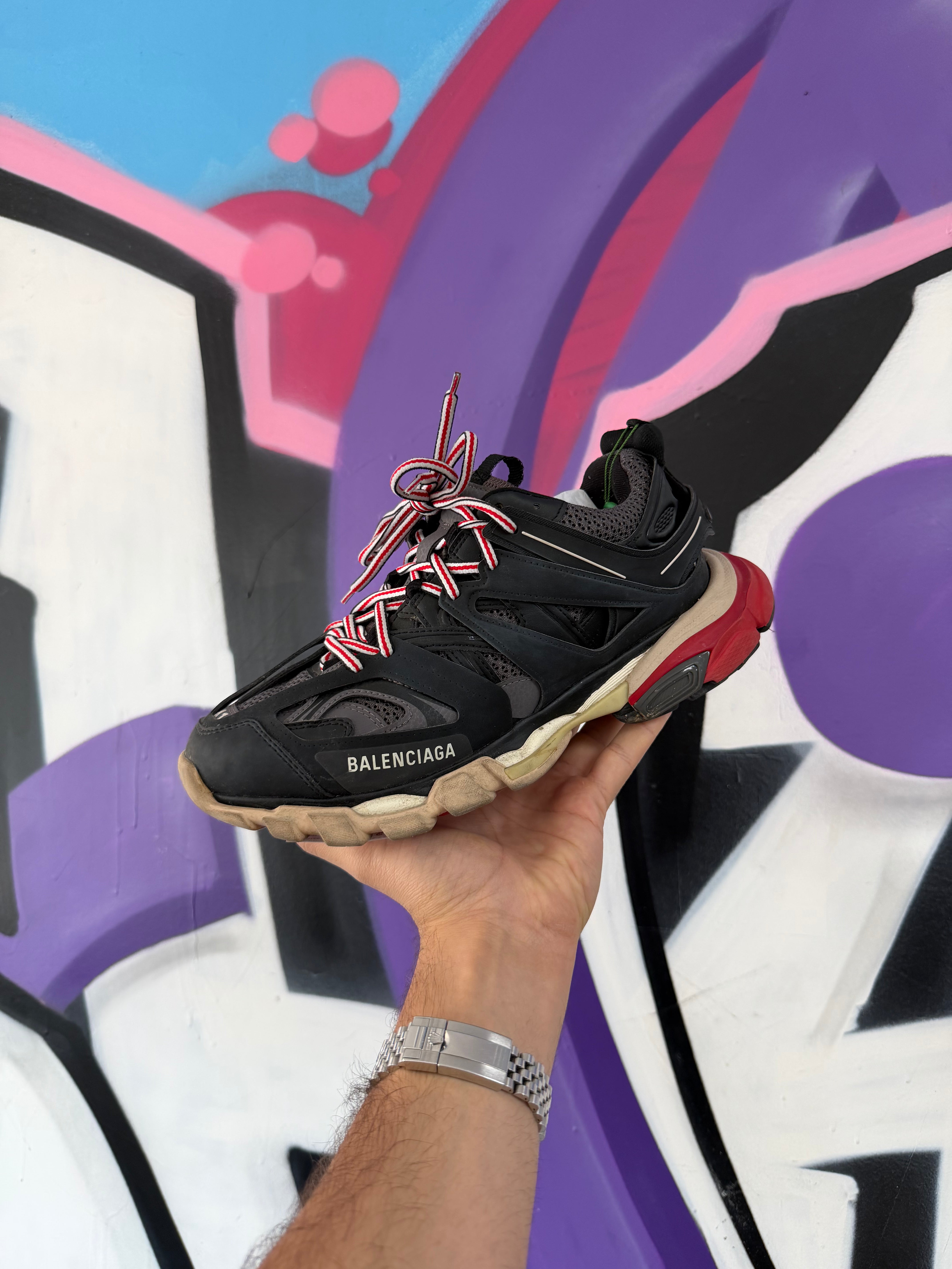Balenciaga Black Red Track Sneakers