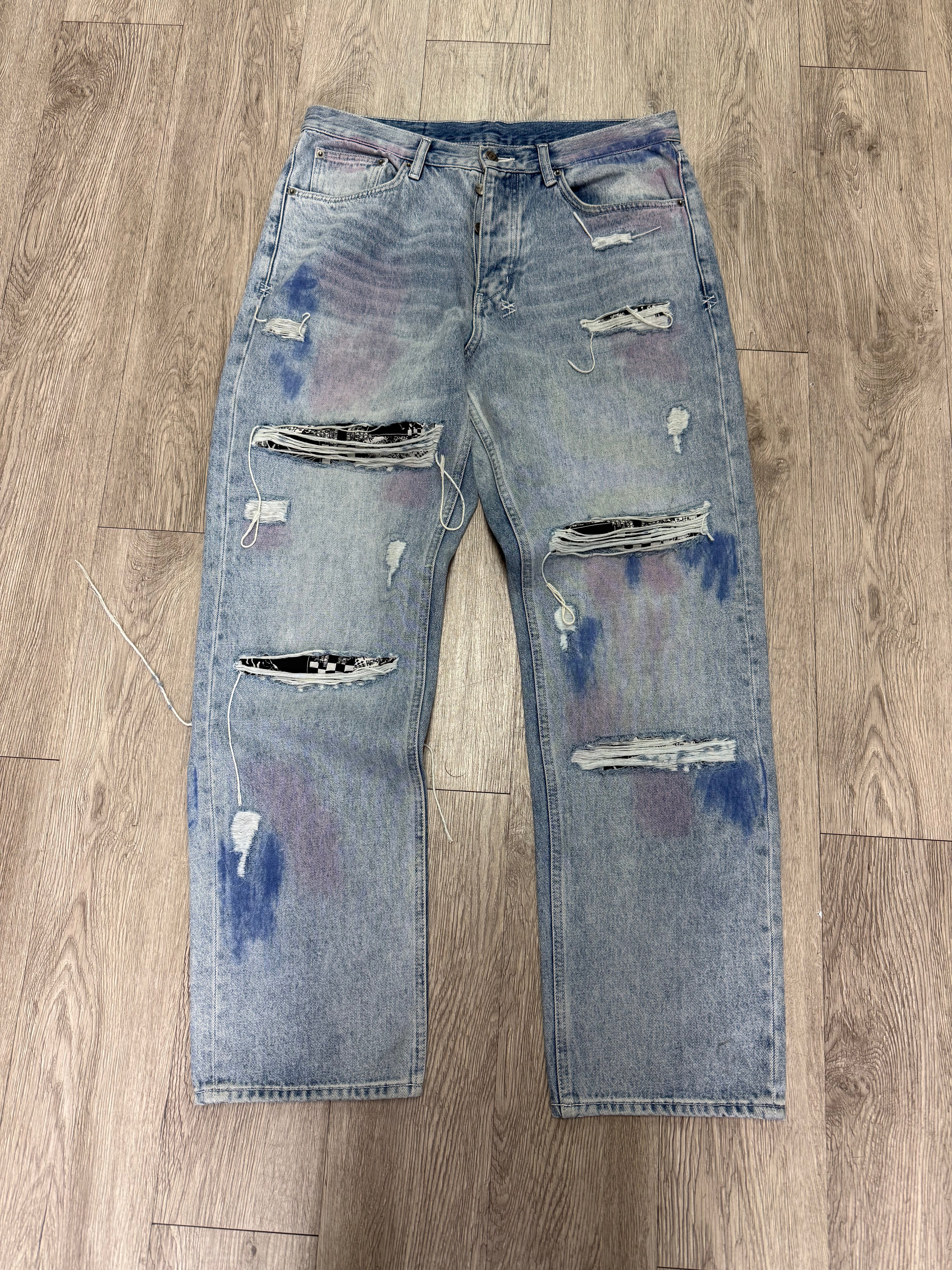 Ksubi Light Wash Patchwork Pink Blue Jeans