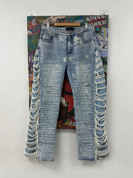 WDW Light Wash Ultra Flare Scripture Denim New 36 With Tags