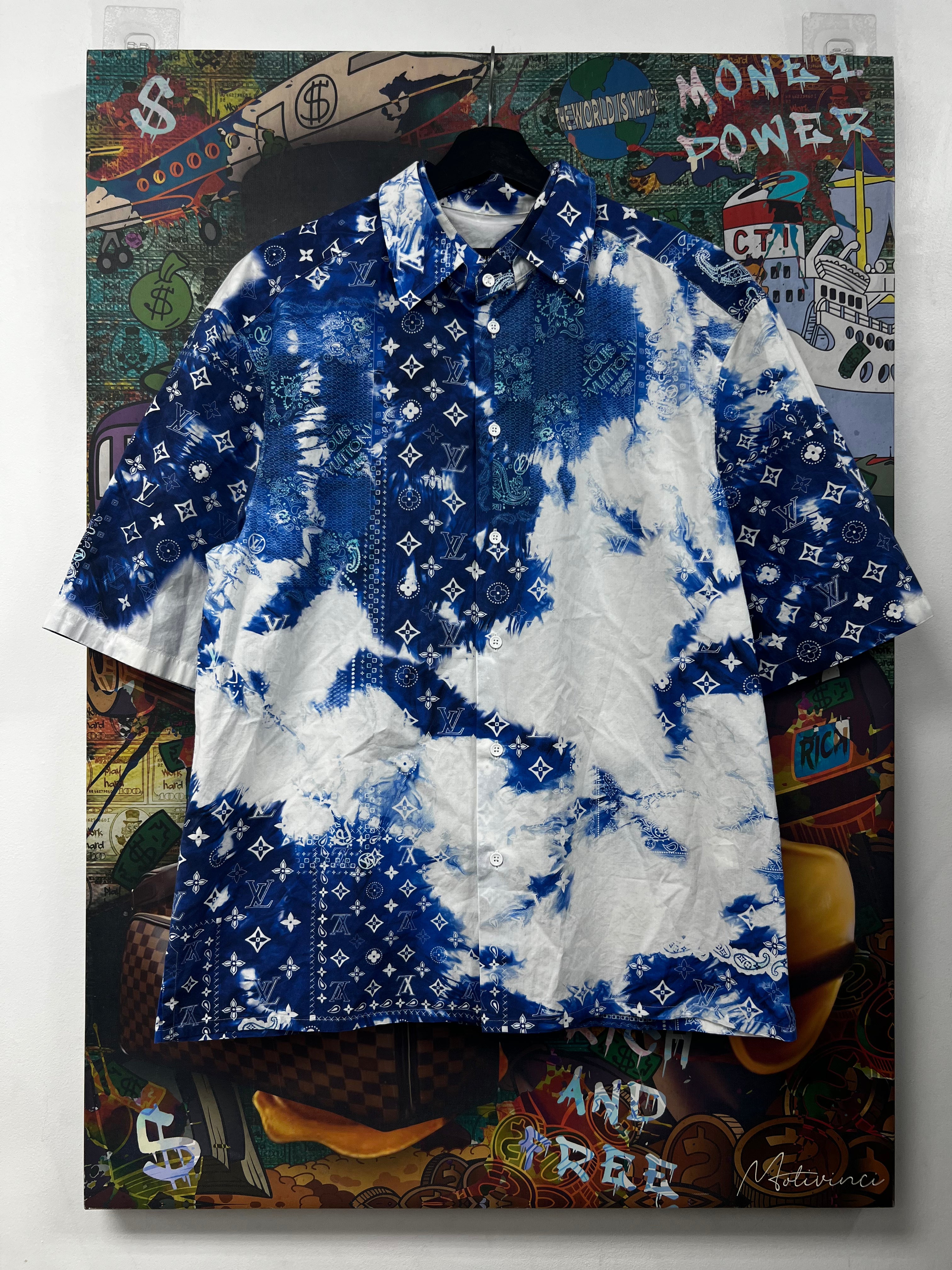 Louis Vuitton Blue White Bandana Button Up