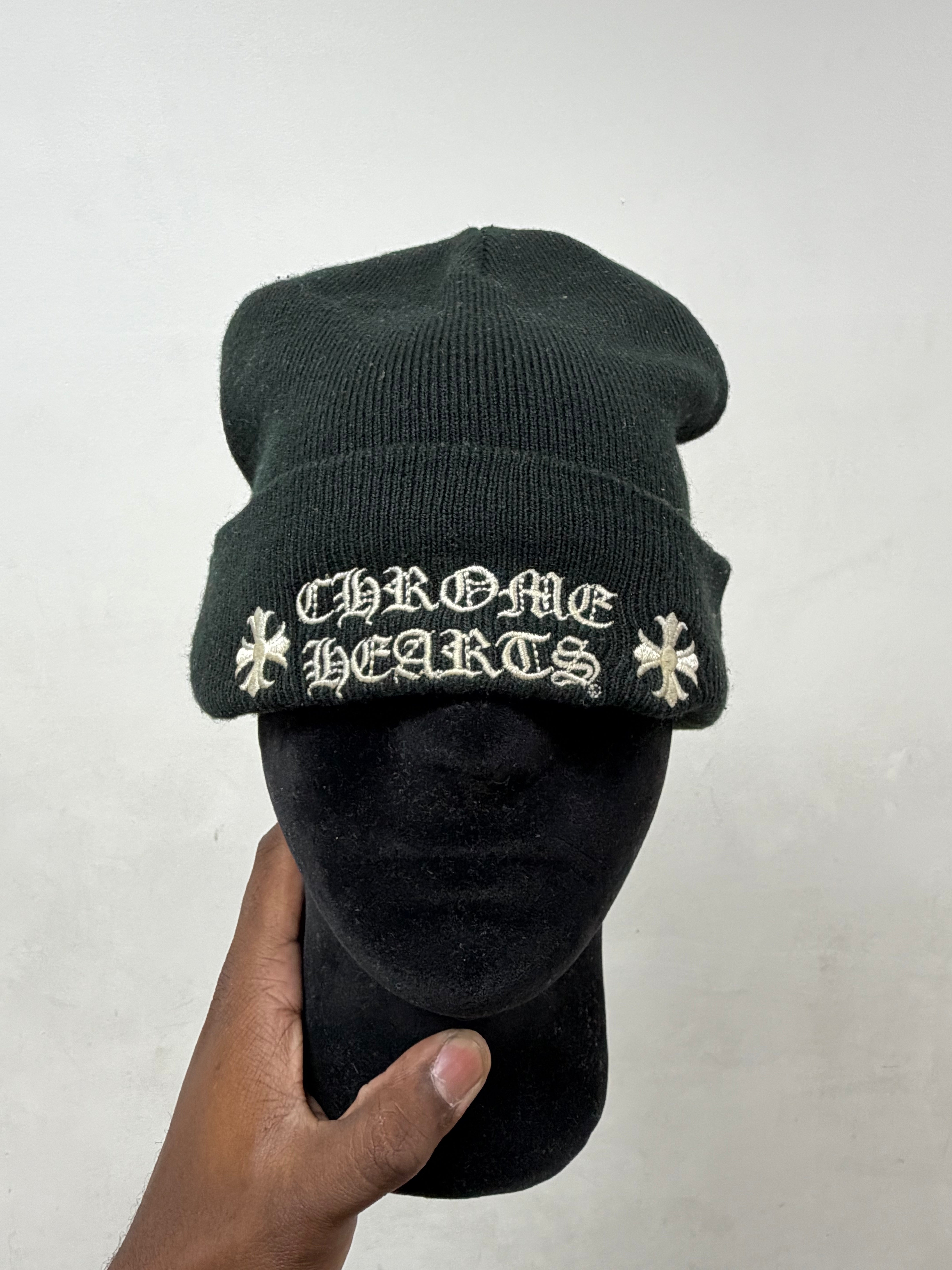 Chrome Hearts Black White Plus Logo Beanie