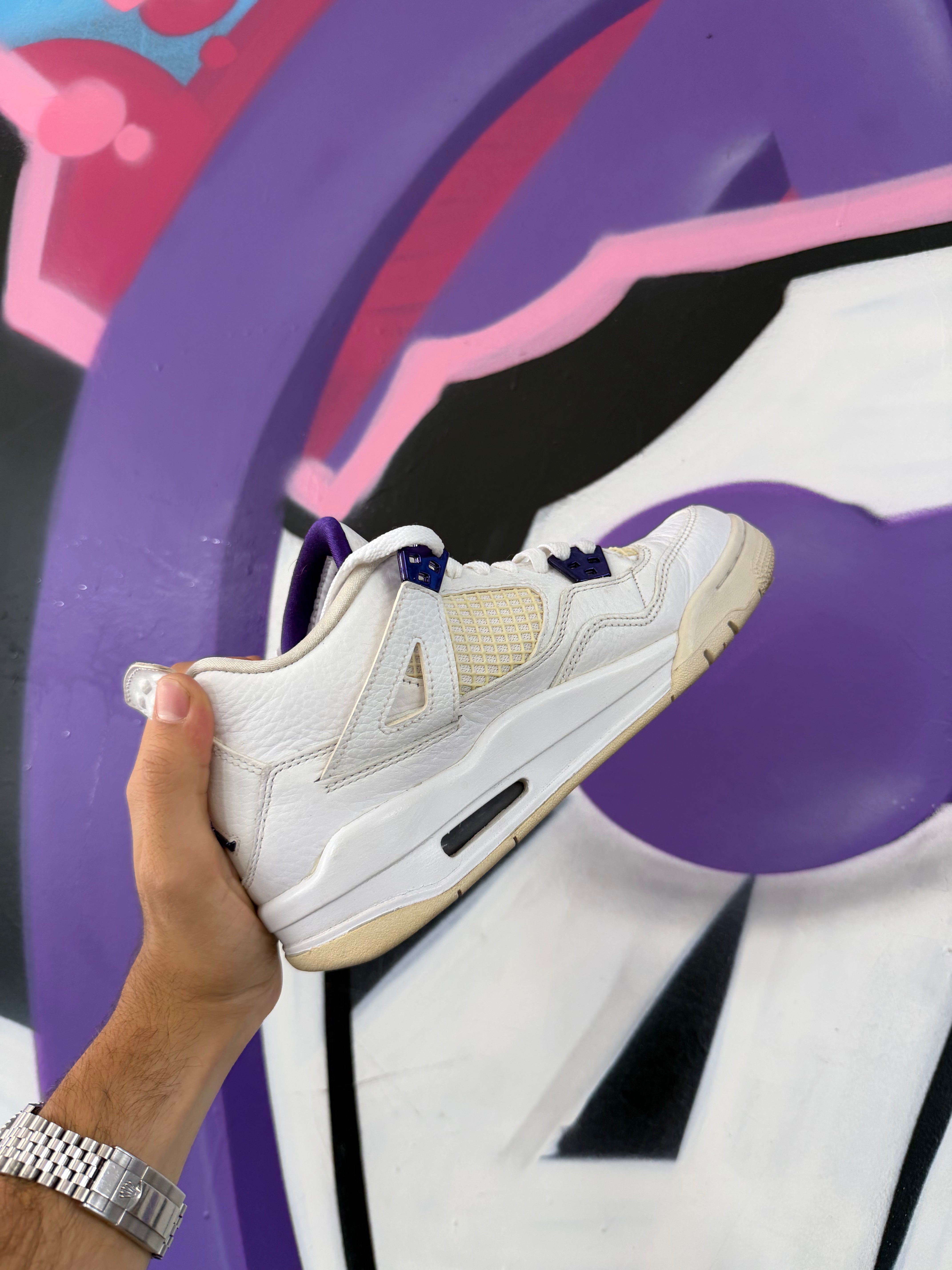 Jordan 4 Purple Metallic Sneakers