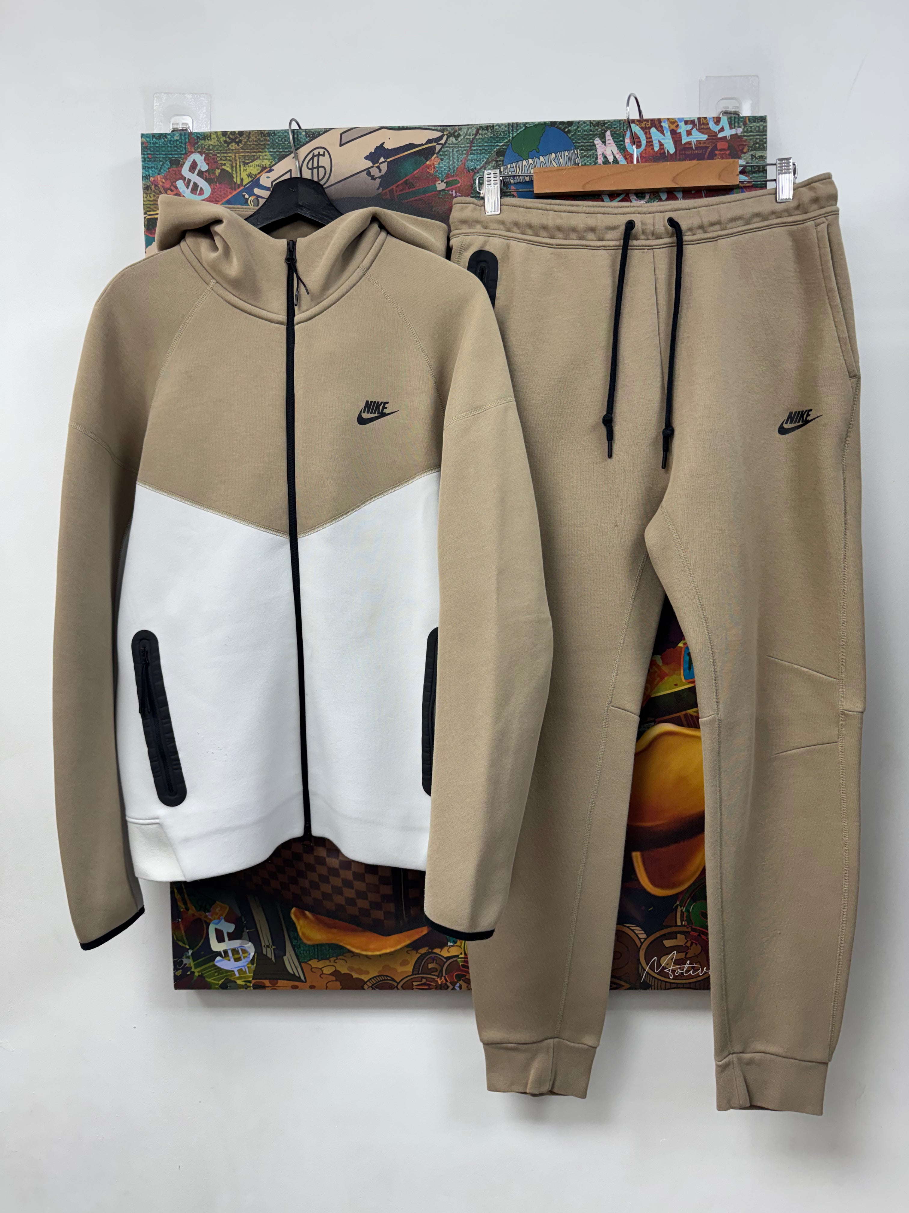Nike Tan White Tech Sweatsuit