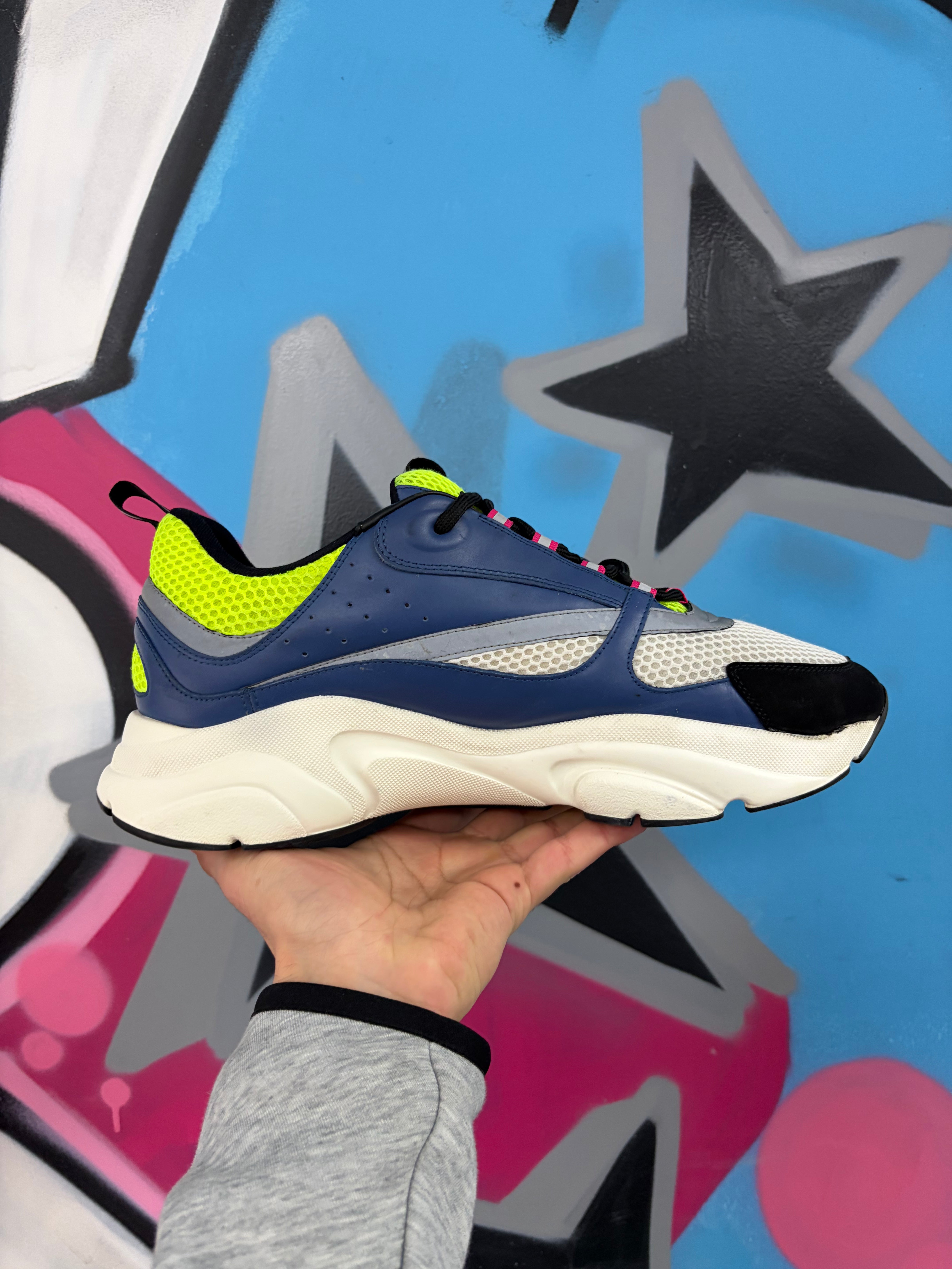 Dior Navy Lime Silver B22 Homme Sneakers