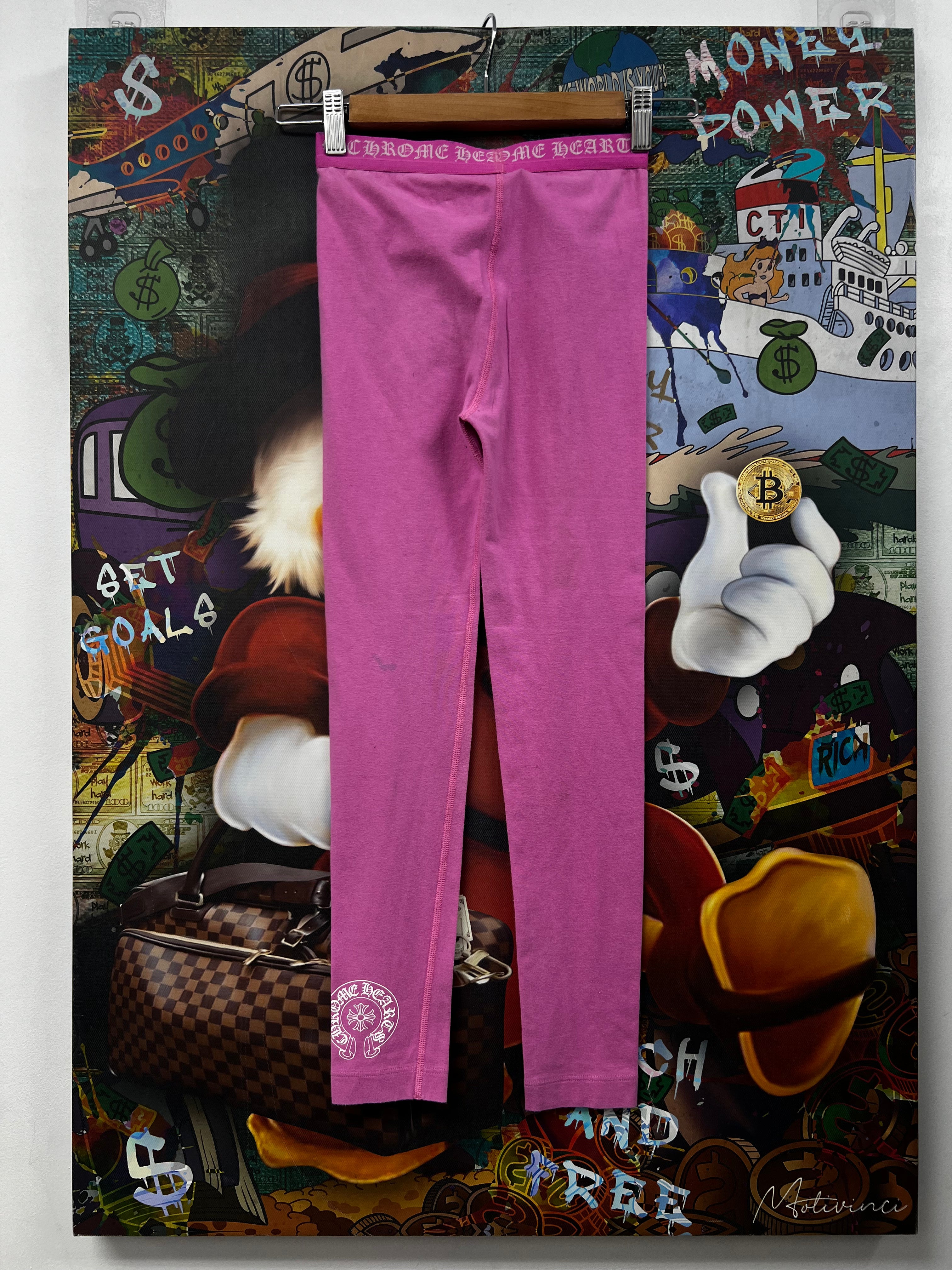 Chrome  Hearts Pink Horseshoe Leggings