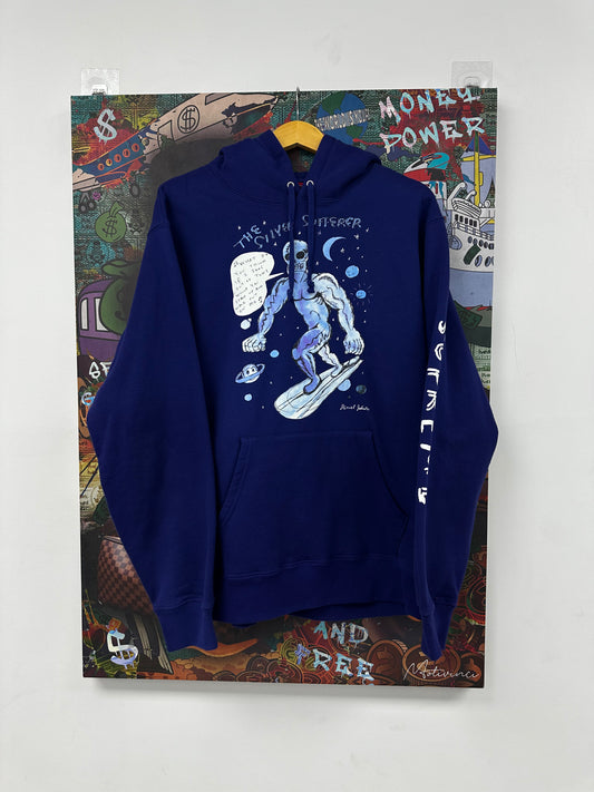 Supreme Silver Sufferer Hoodie Blue Large New