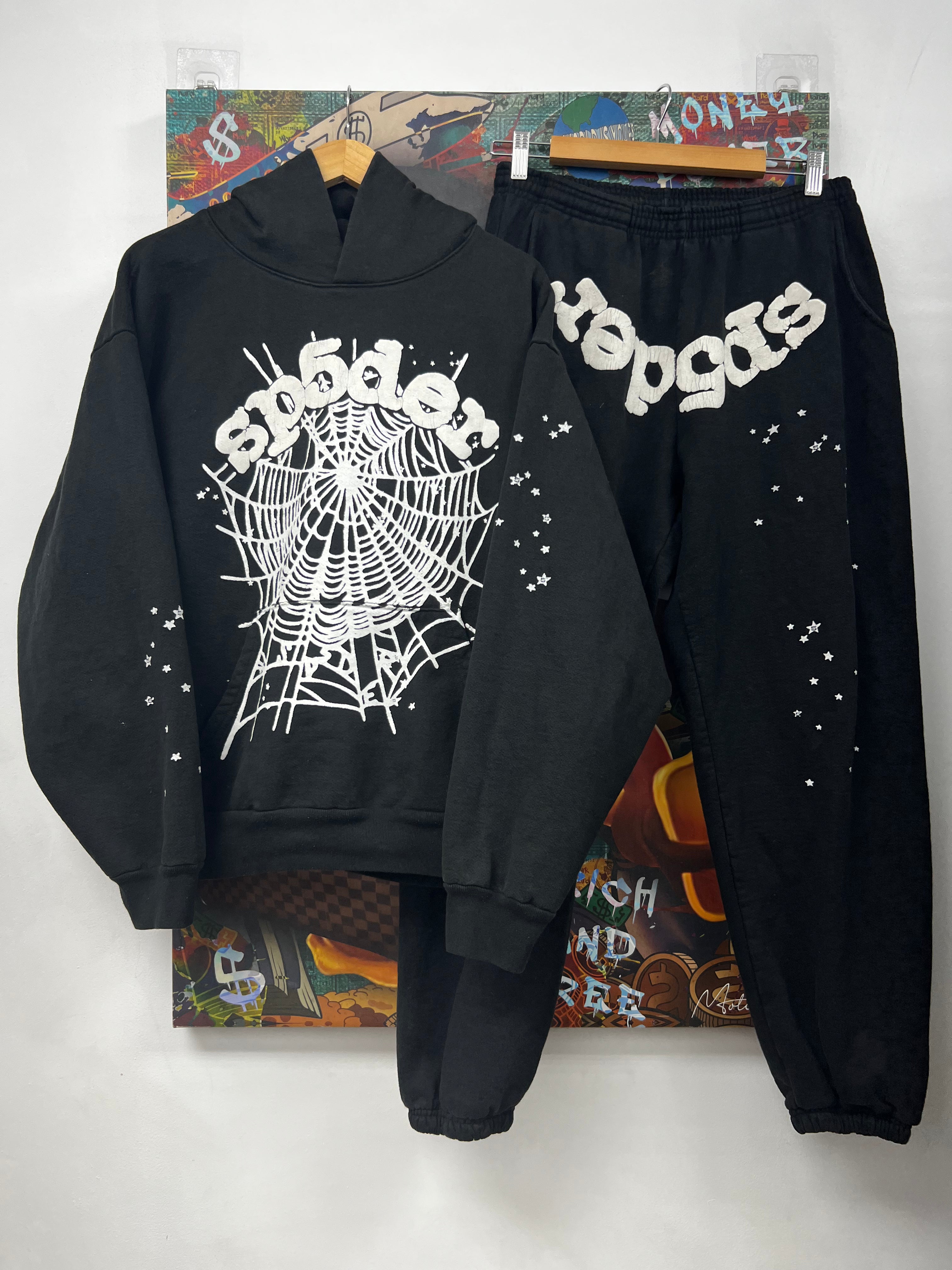 Sp5der Black White OG Web Sweatsuit