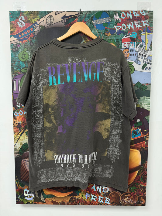 Saint Michael Jesus Tee Grey Distressed Used Large