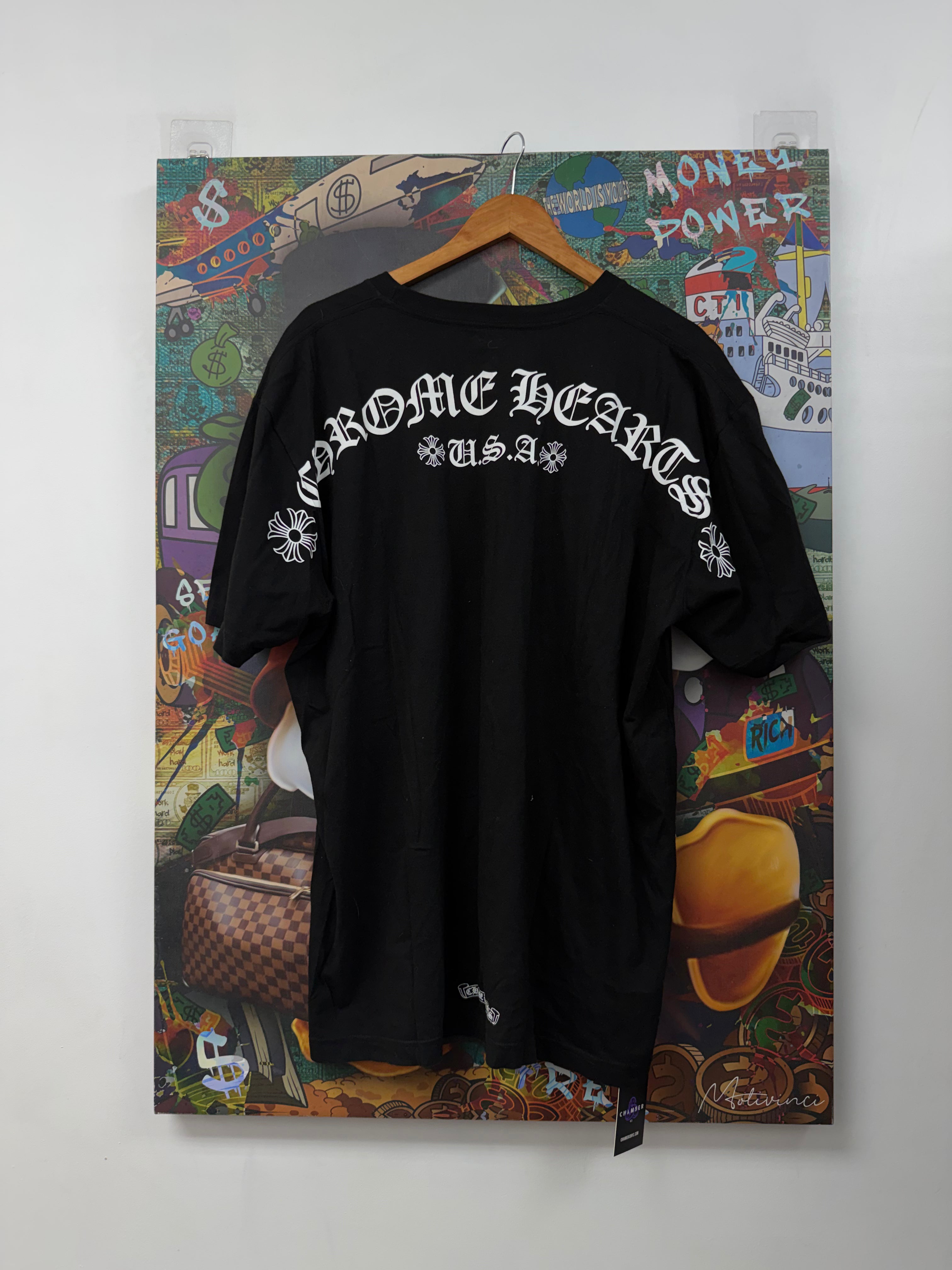 Chrome  Hearts Black USA Shoulder Logo Tee