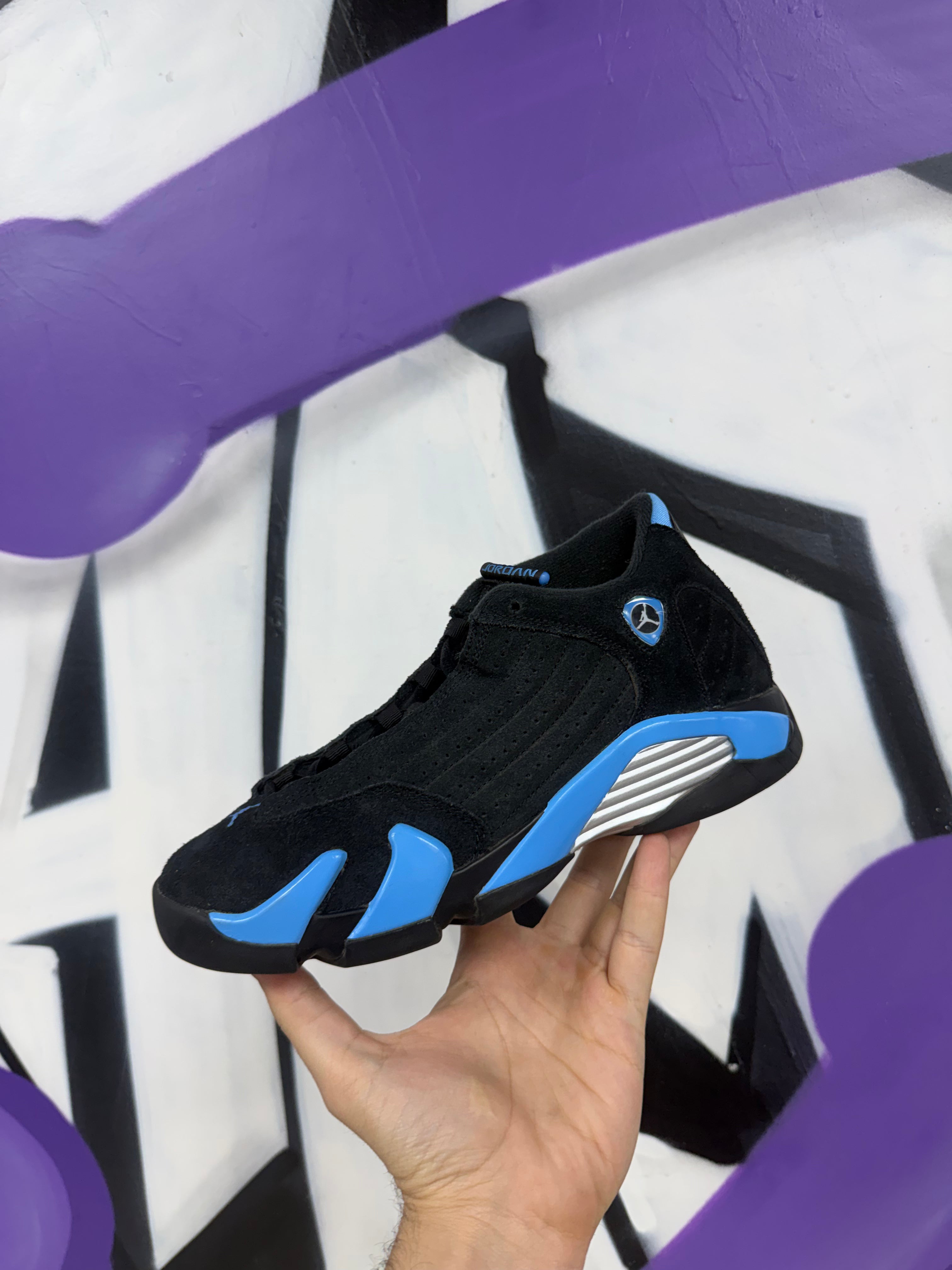 Jordan 14 Black University Blue Sneakers